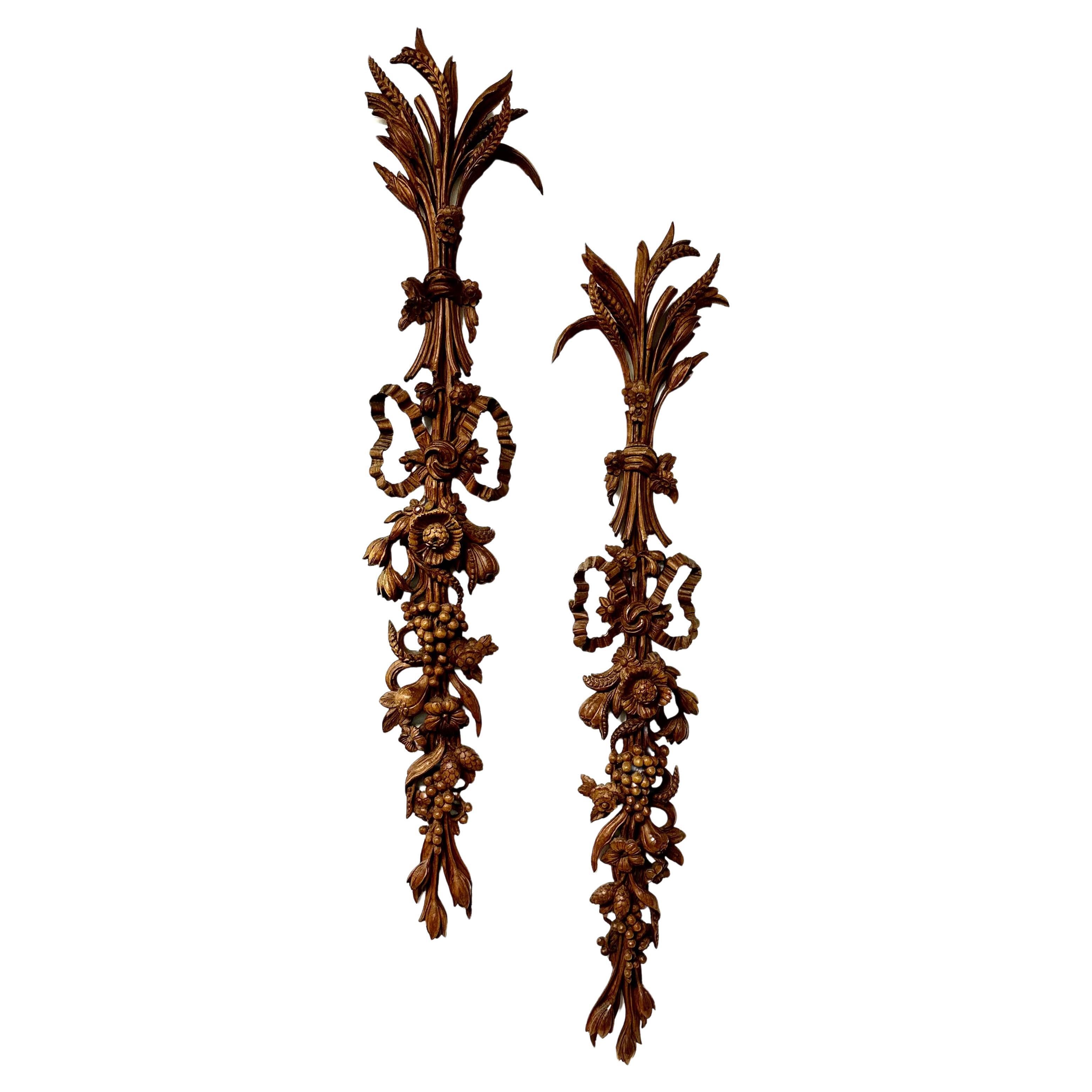 Italian Fruitwood Bouquet Of Flowers Wall Hangings For Sale