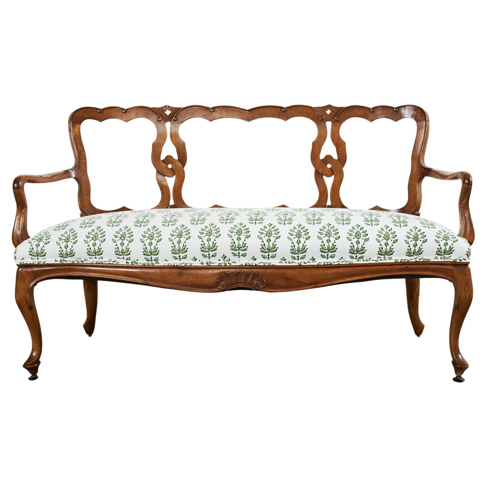 Italian Fruitwood Venetian Style Carved Canape Bench For Sale