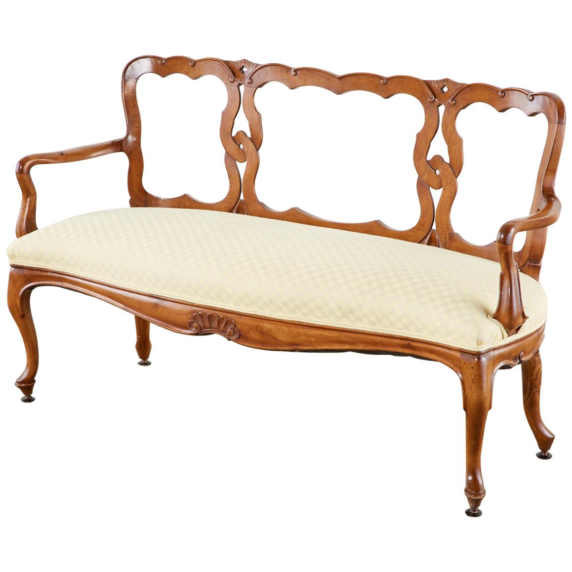Italian Fruitwood Venetian Style Carved Settee Canape