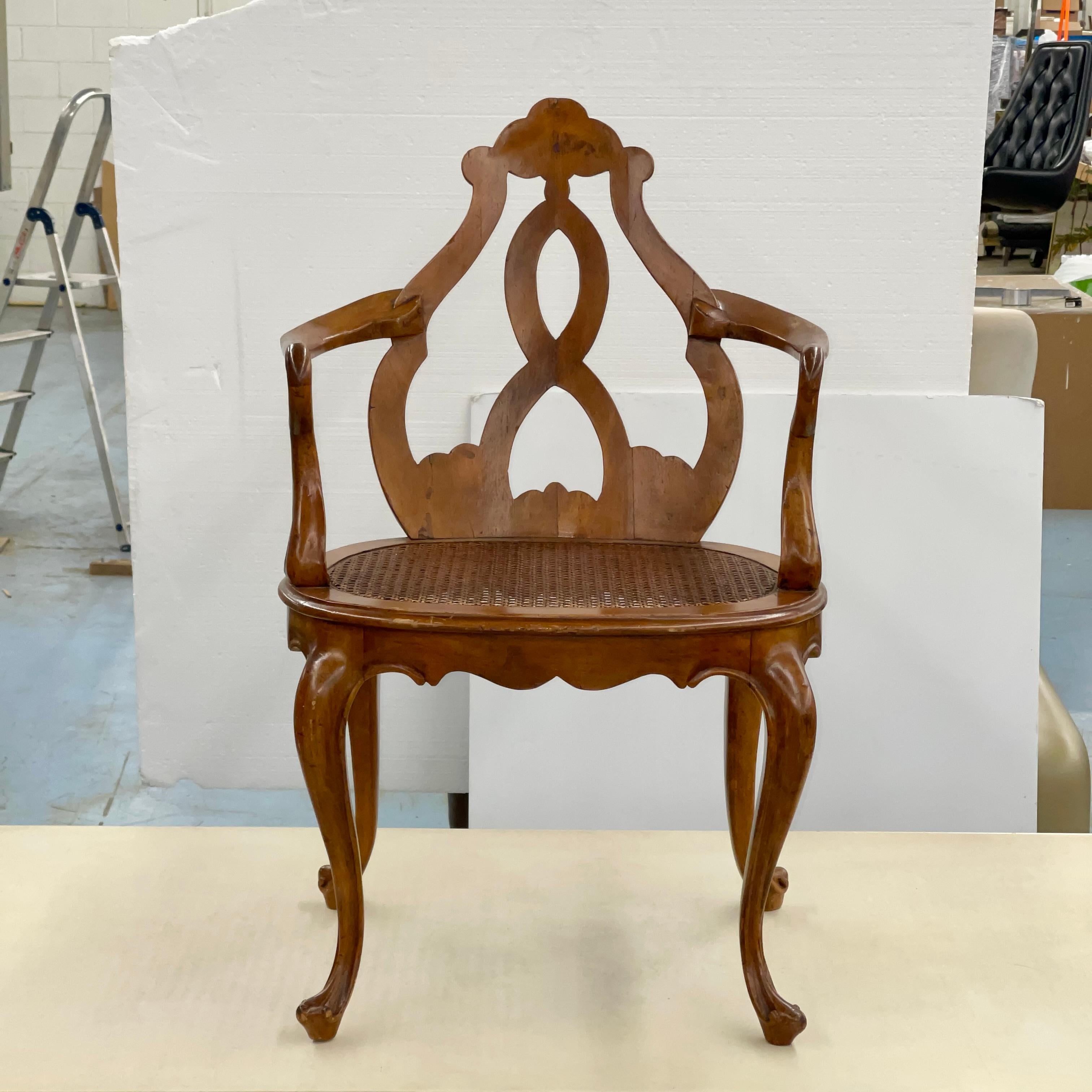 Biedermeier Italian Fruitwood Venetian Style Chair