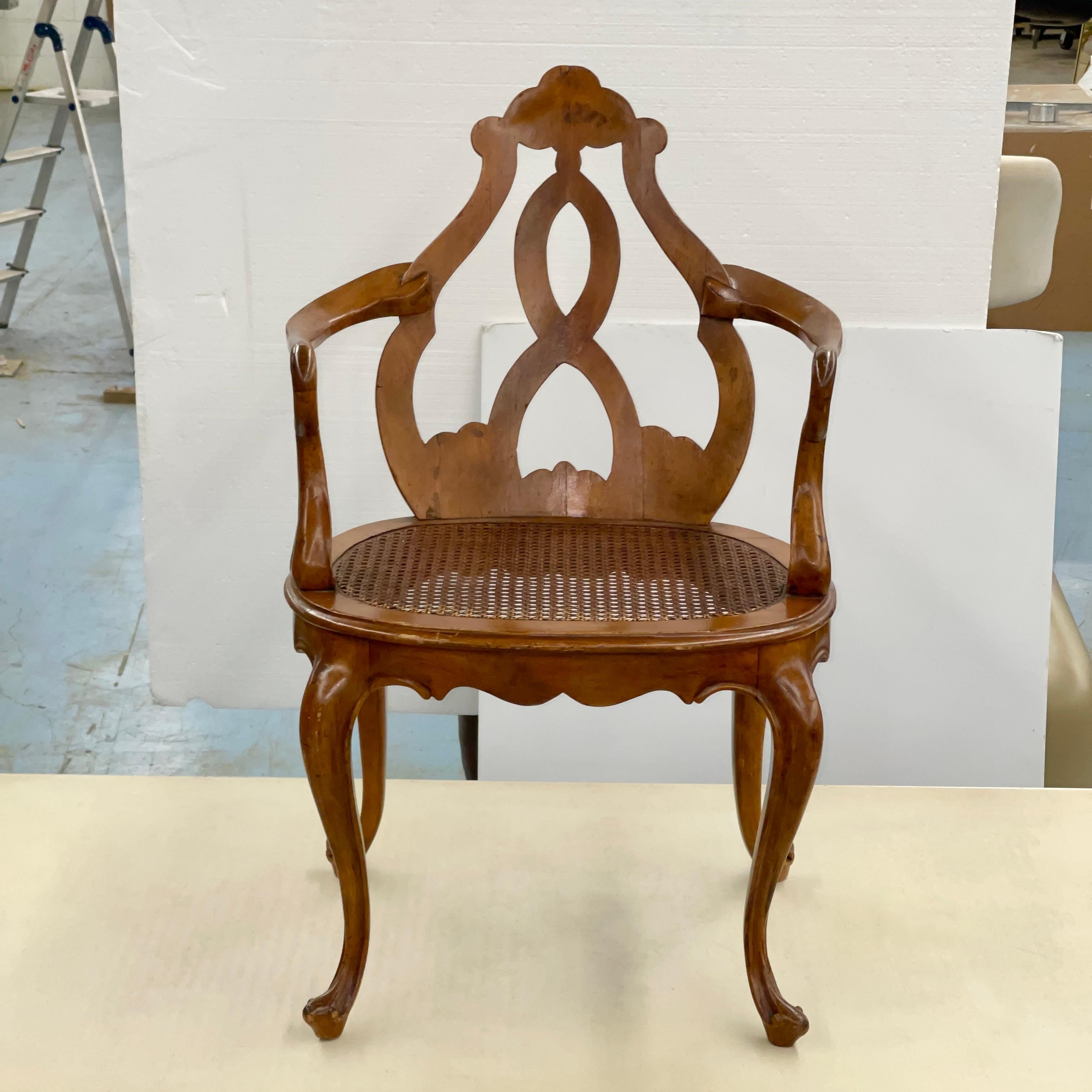 Italian Fruitwood Venetian Style Chair In Good Condition In Hanover, MA