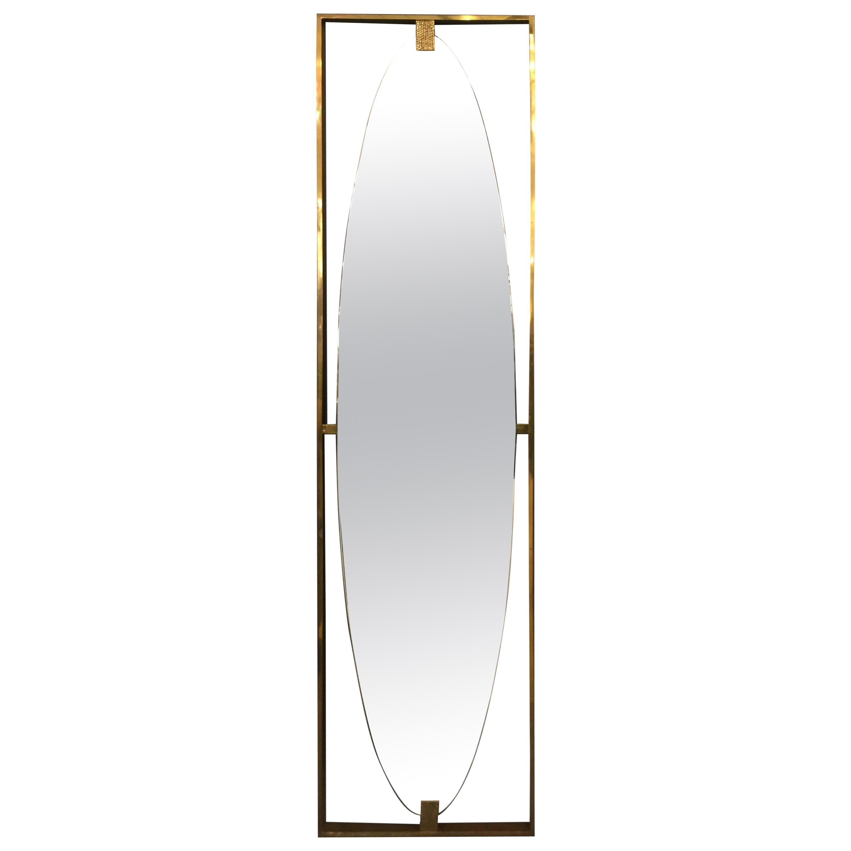 Italian Full Length Mirror with Brass Frame