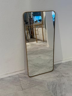 Italian Rectangular Brass Mirror, 1950s