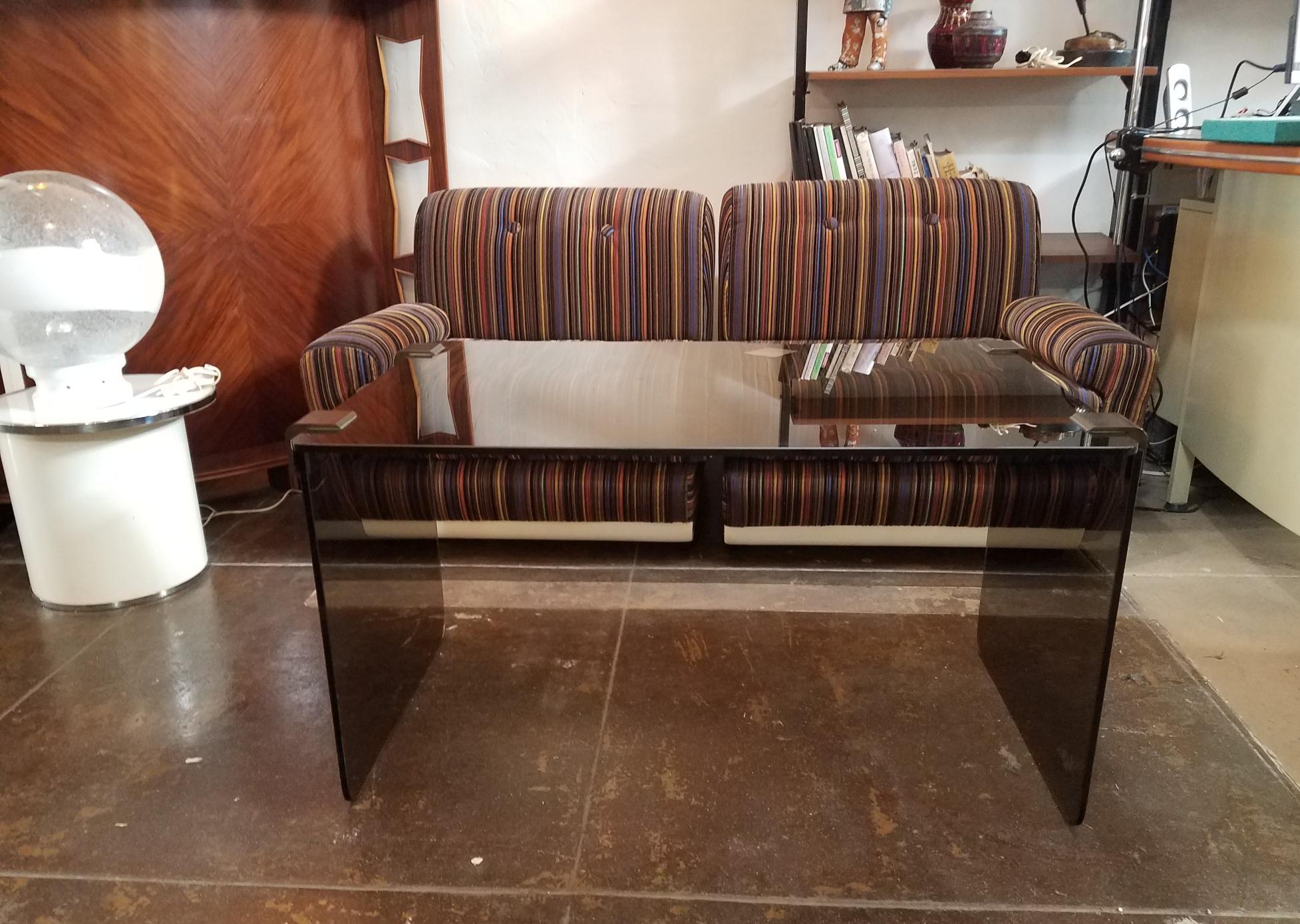 Mid-Century Modern Italian Fume Glass Table by  Pace Collection. For Sale