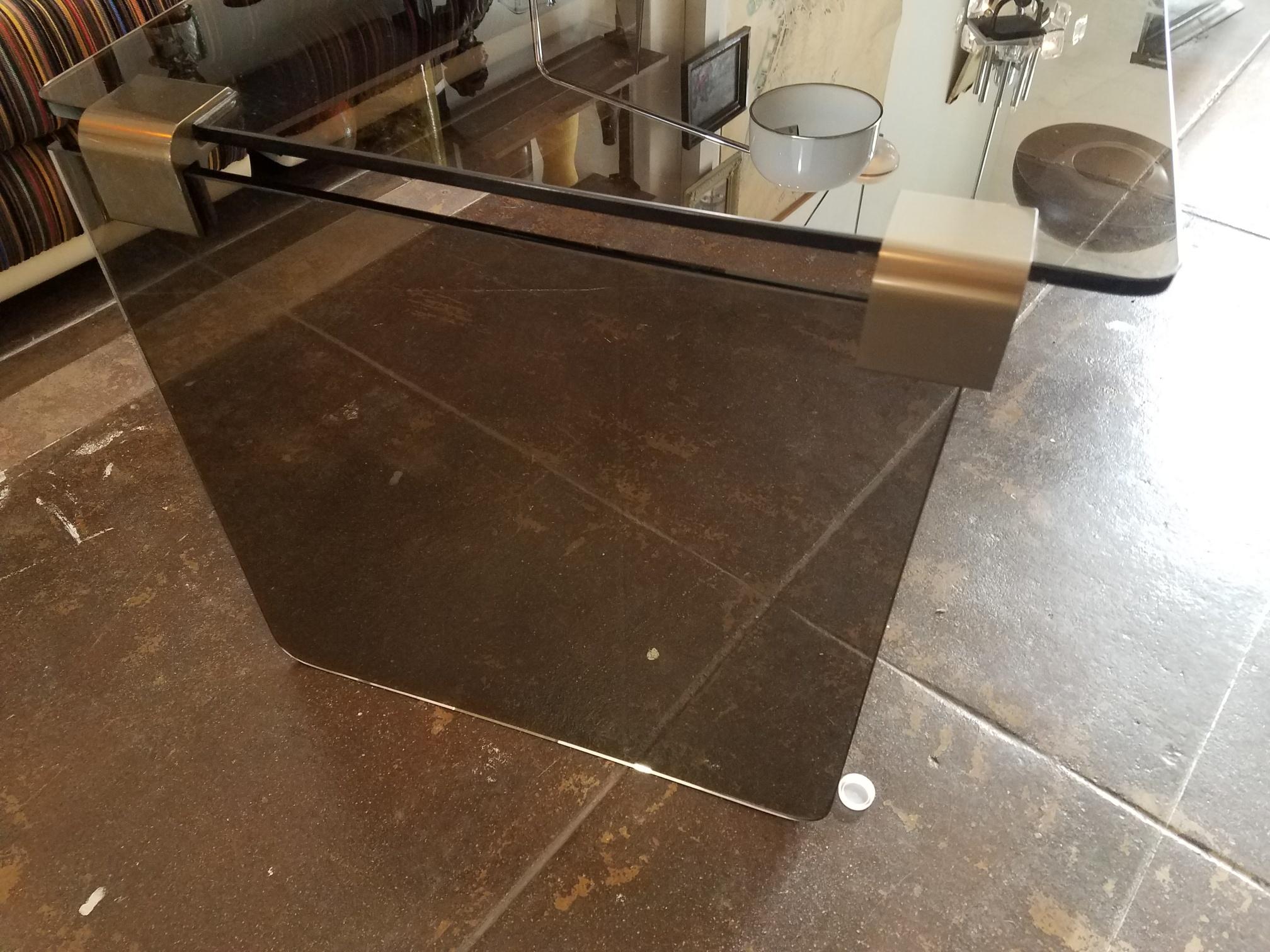 Italian Fume Glass Table by  Pace Collection. In Good Condition For Sale In Los Angeles, CA