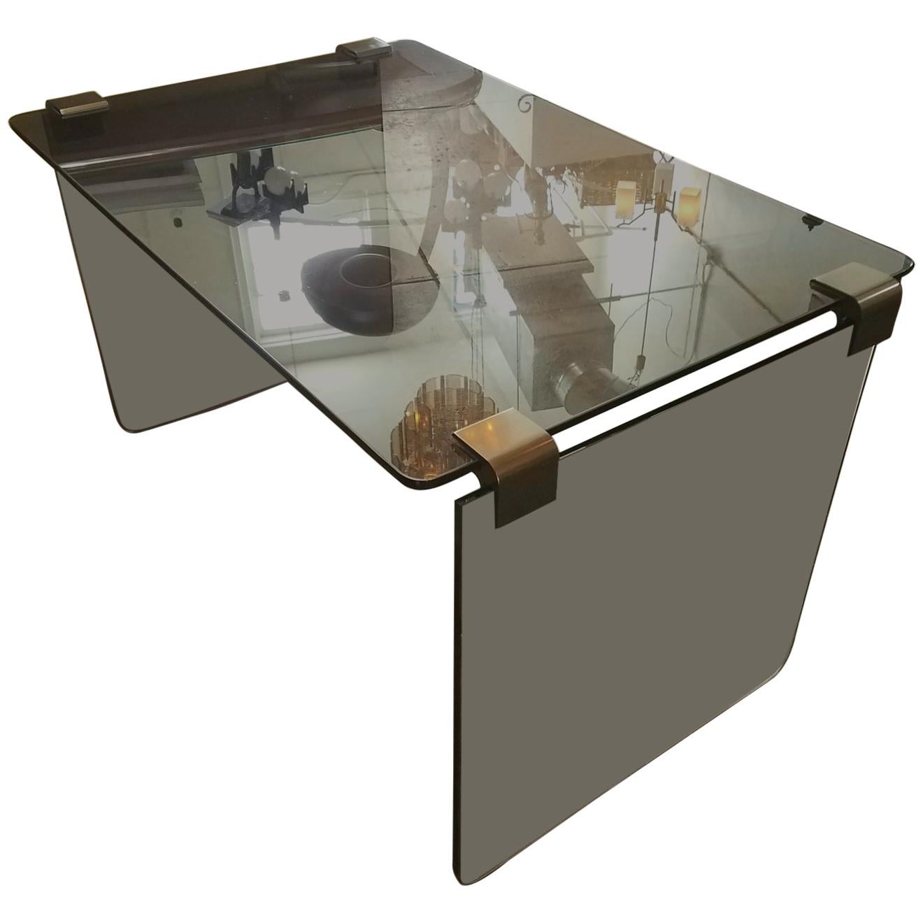 Italian Fume Glass Table by  Pace Collection.