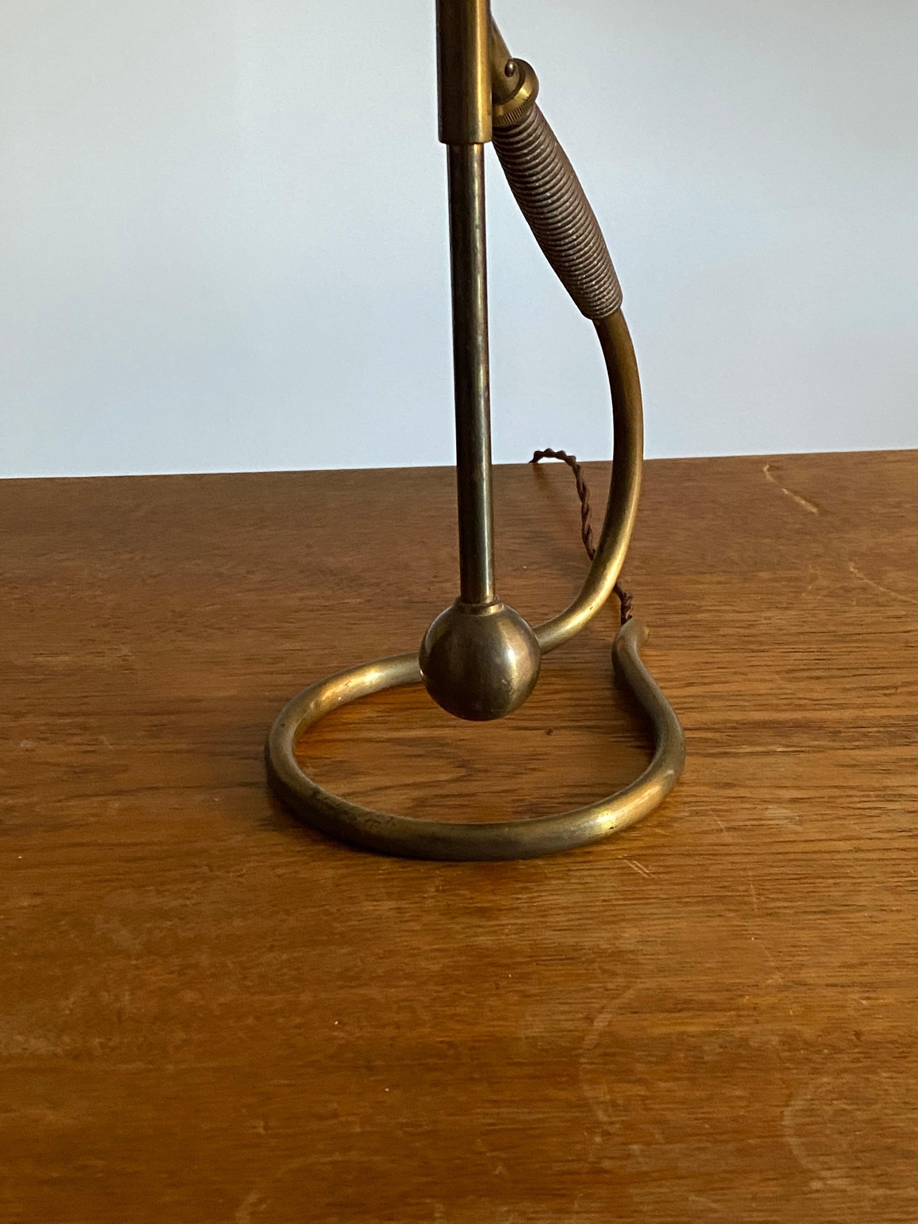 Mid-20th Century Italian Functionalist Designer, Organic Table Lamps, Brass, Rubber, 1940s, Italy