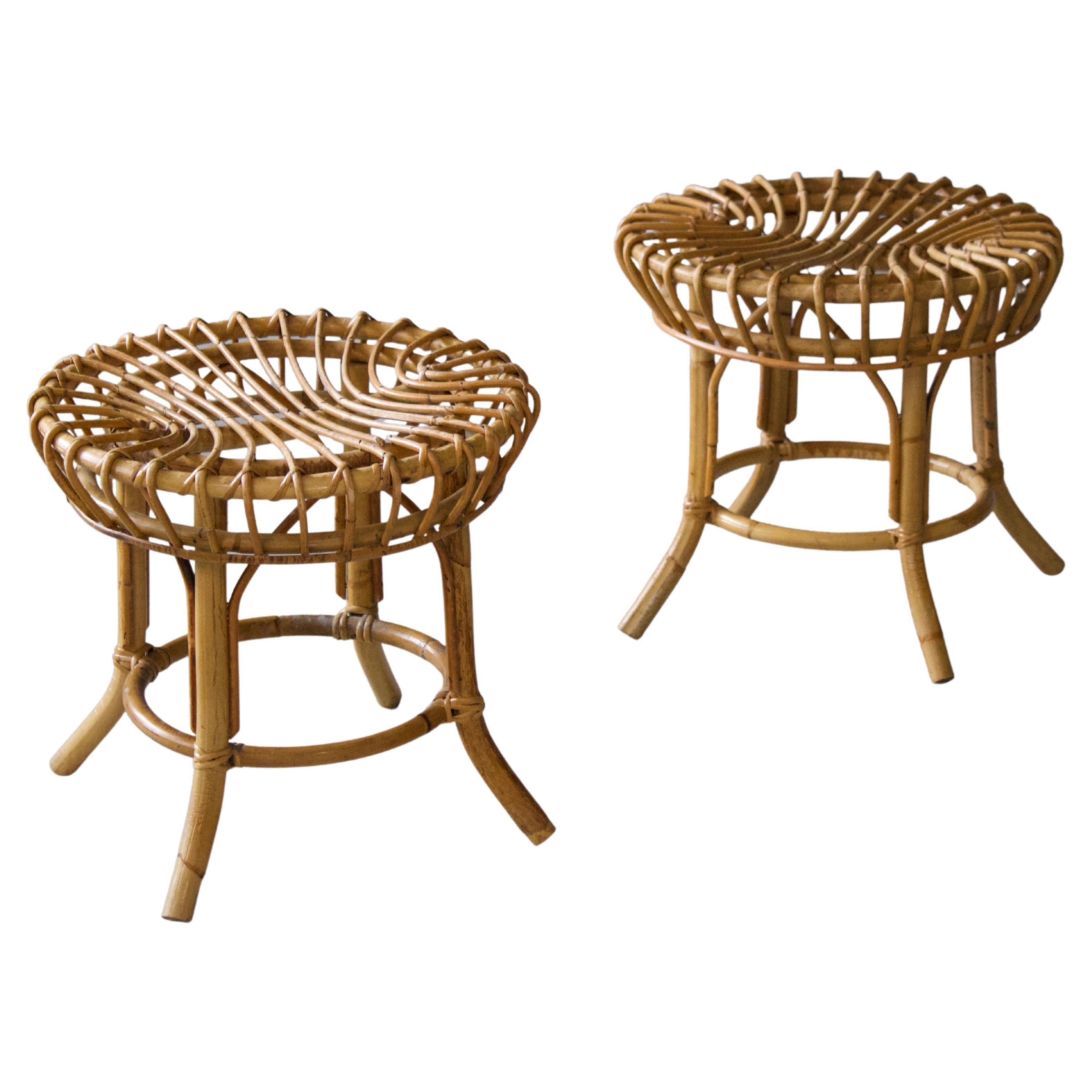 Italian, Functionalist Stools, Cane, Bamboo, Italy, 1950s