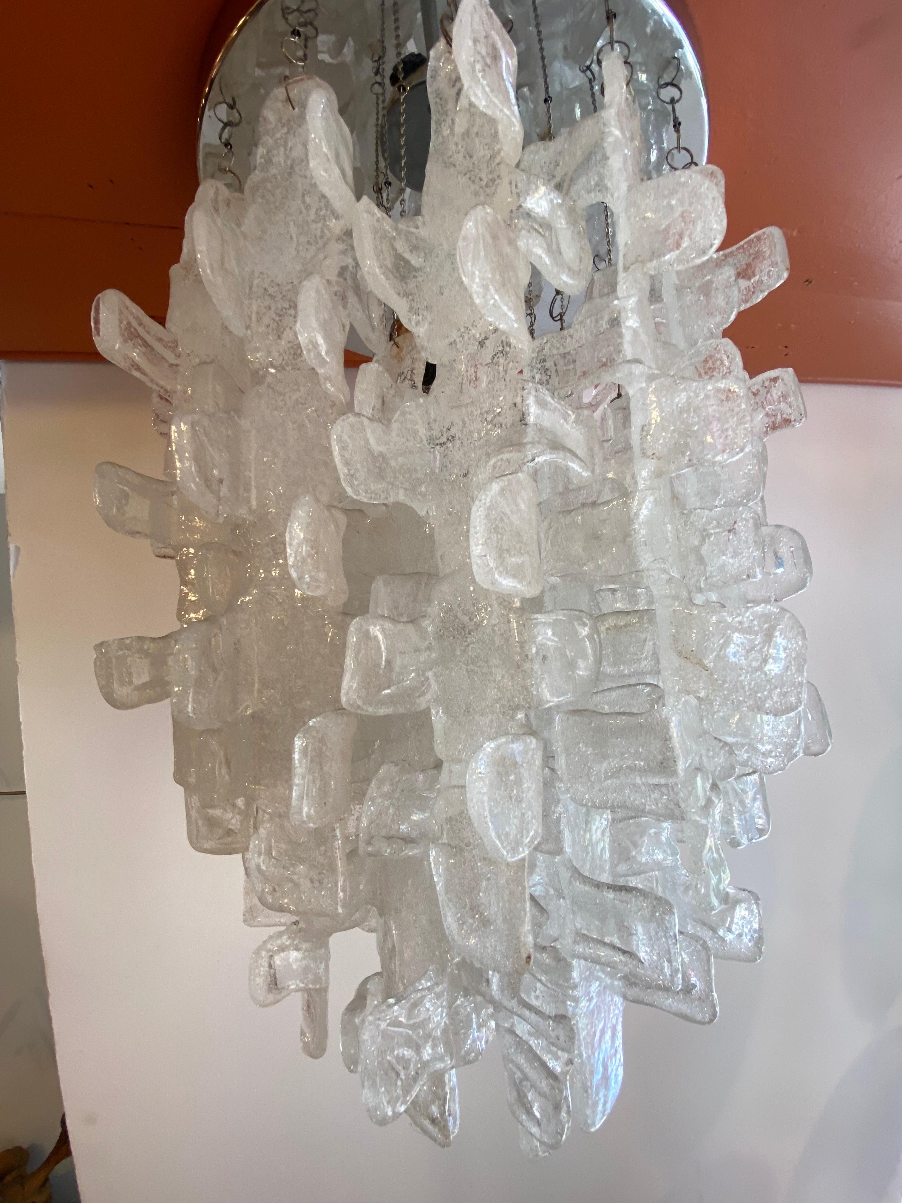 Italian Fused Glass Chandelier In Good Condition For Sale In Philadelphia, PA