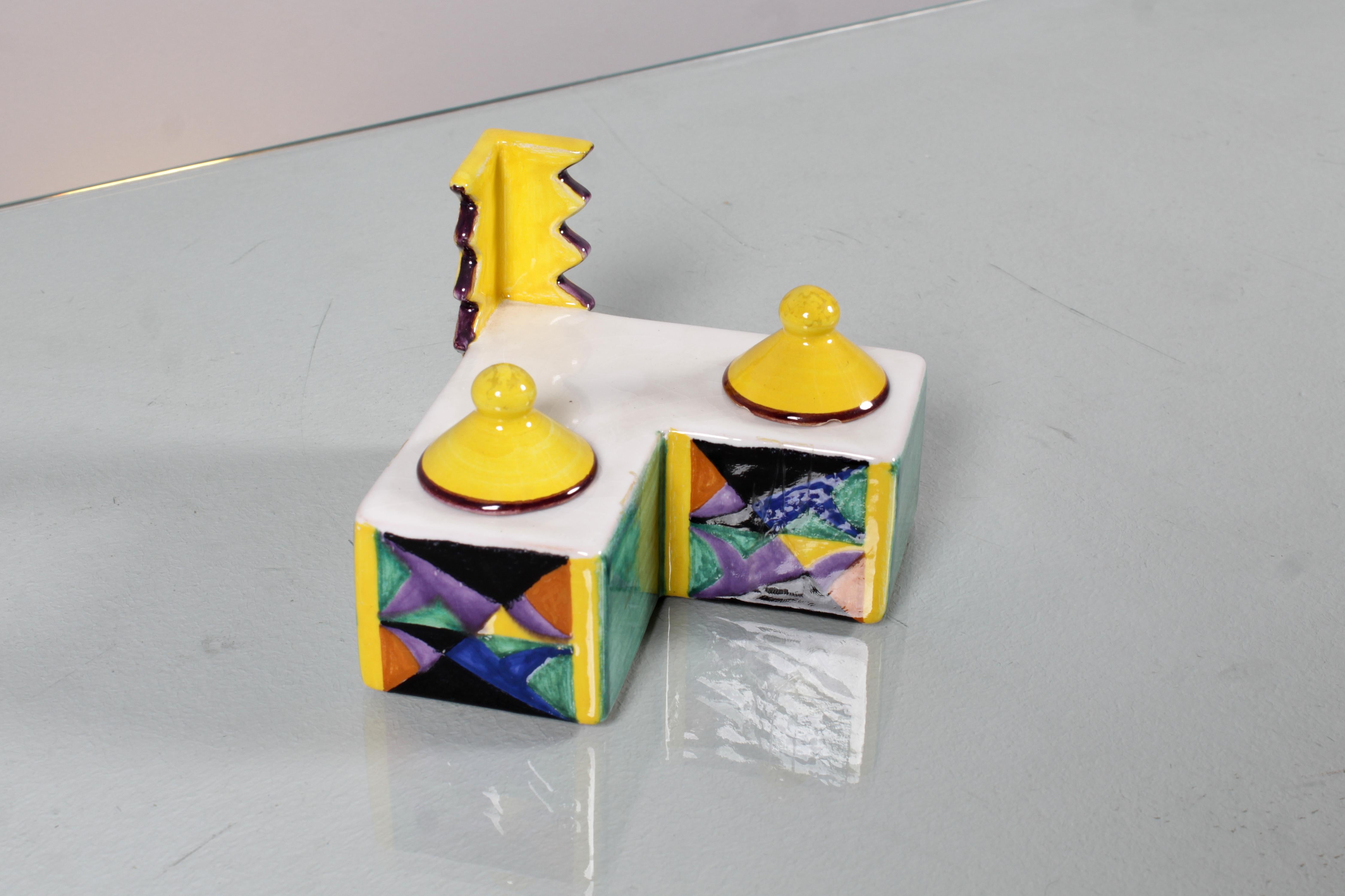 Futurismo italiano P. Rizzo '29 per Bottega Gatti Calamaio in ceramica dipinto a mano '86 in vendita 4