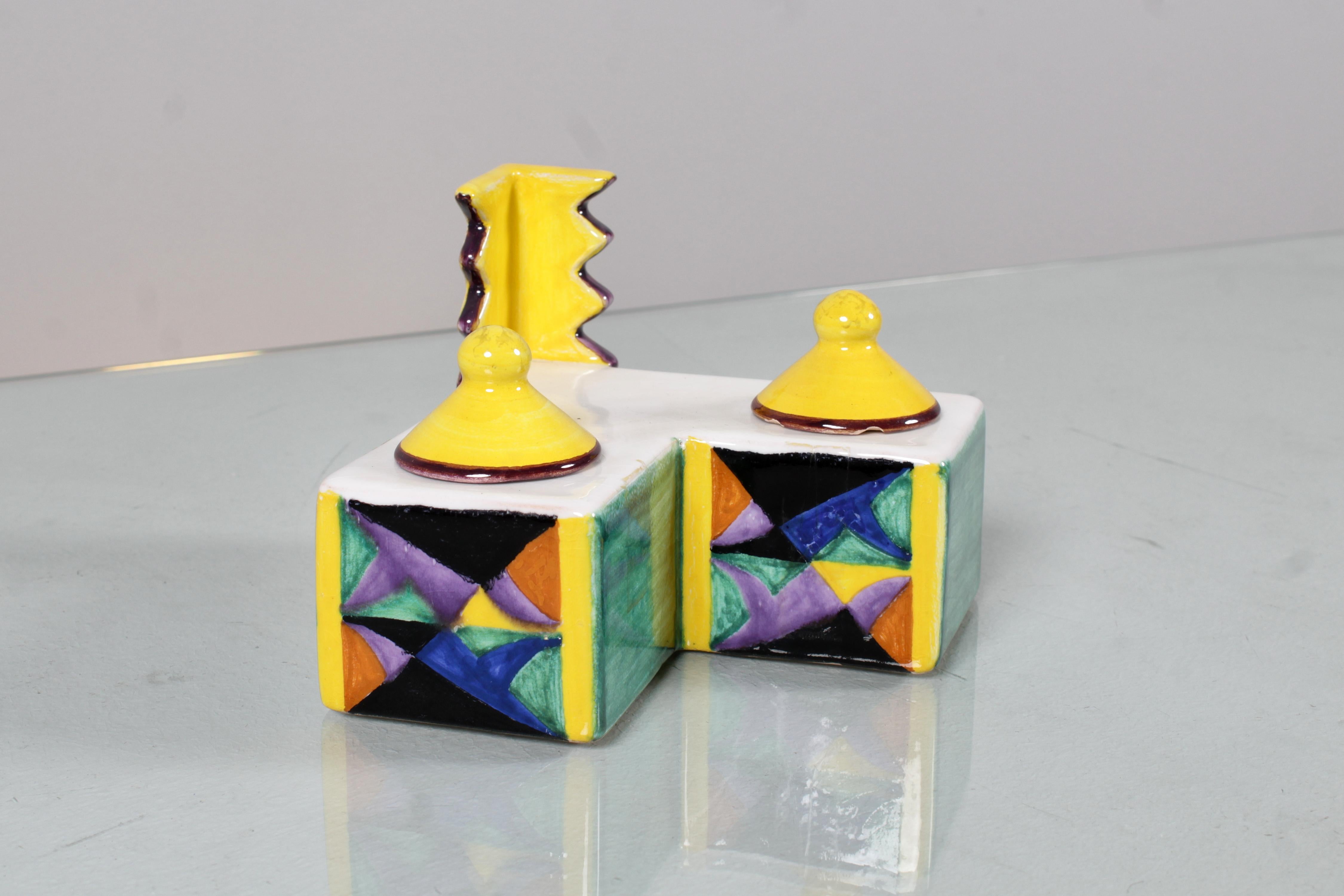 Futurismo italiano P. Rizzo '29 per Bottega Gatti Calamaio in ceramica dipinto a mano '86 in vendita 5