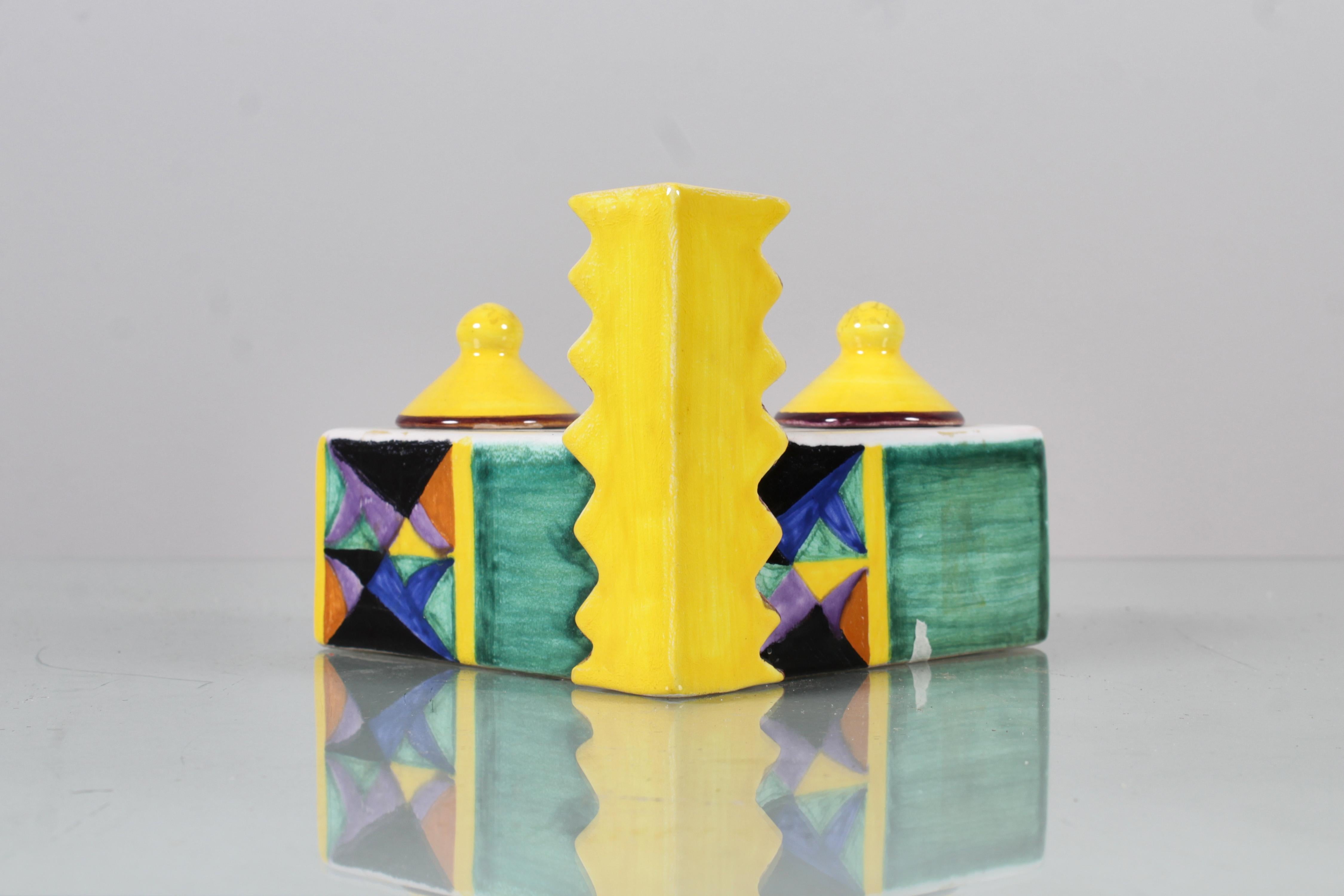 Fine XX secolo Futurismo italiano P. Rizzo '29 per Bottega Gatti Calamaio in ceramica dipinto a mano '86 in vendita