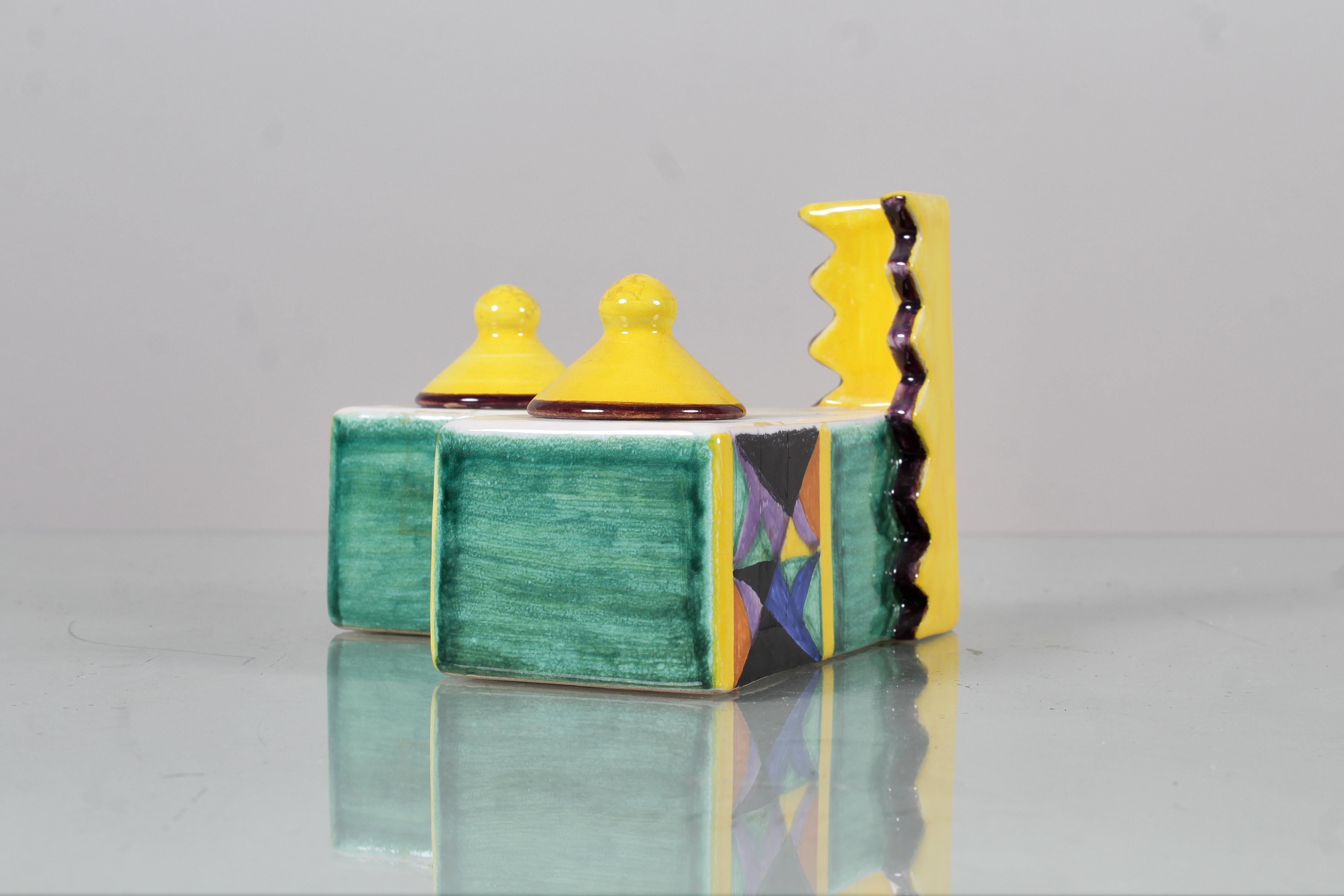 Futurismo italiano P. Rizzo '29 per Bottega Gatti Calamaio in ceramica dipinto a mano '86 in vendita 1