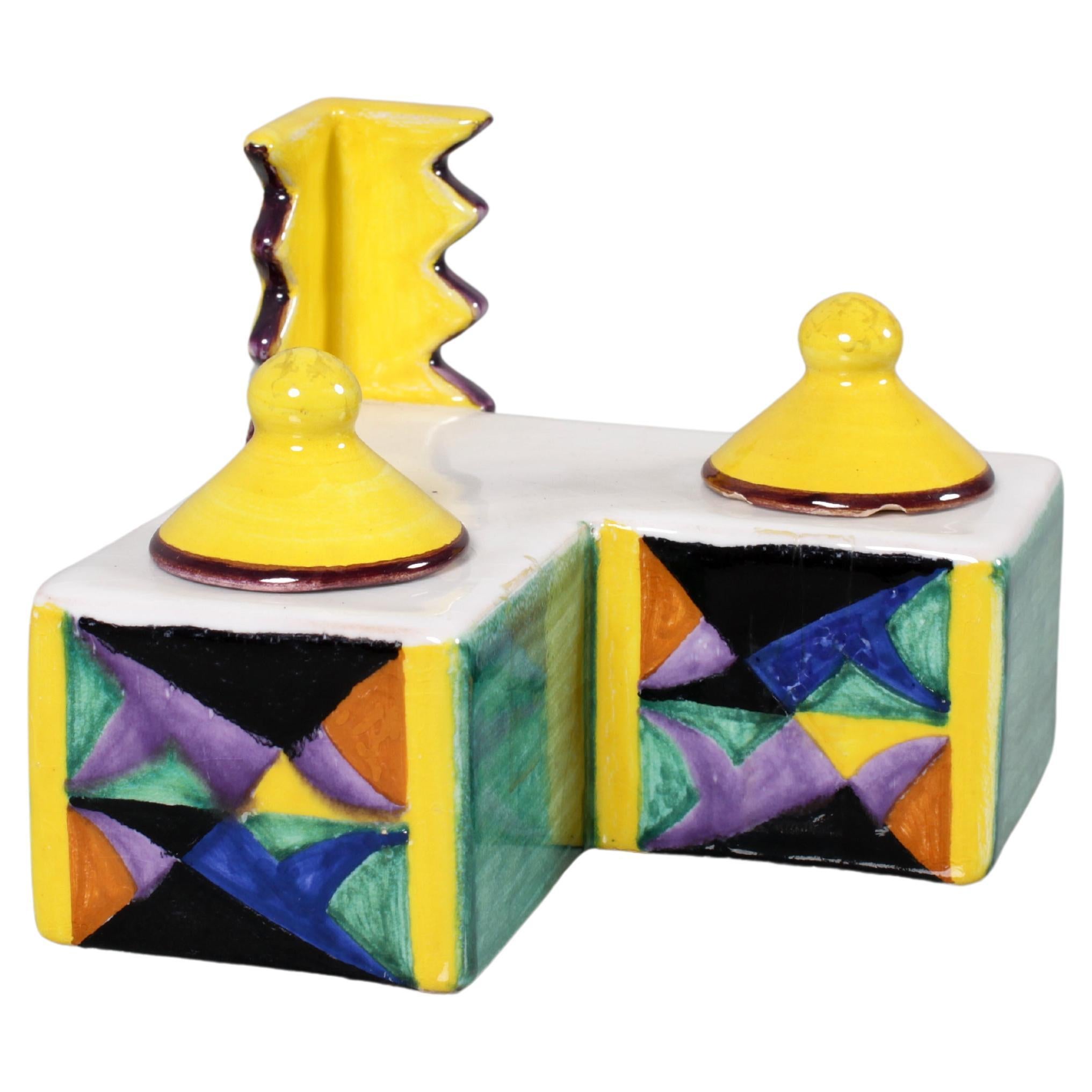 Futurismo italiano P. Rizzo '29 per Bottega Gatti Calamaio in ceramica dipinto a mano '86 in vendita