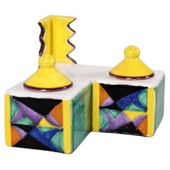Italian Futurism P. Rizzo '29 for Bottega Gatti hand-painted ceramic Inkwell '86