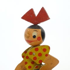 Italian Futurist 1940s Girl with Pail Wooden Toy