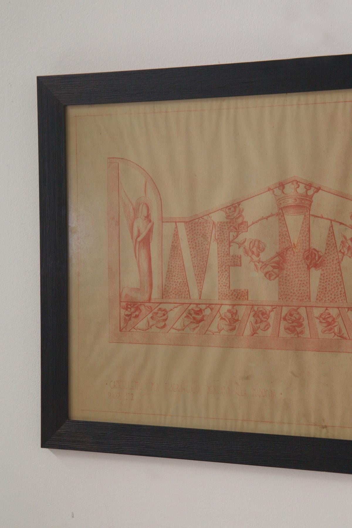 Italian FUTURIST design for a tabernacle gate dedicated to the Virgin Mary, red For Sale 2