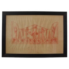 Antique Italian FUTURIST design for a tabernacle gate dedicated to the Virgin Mary, red