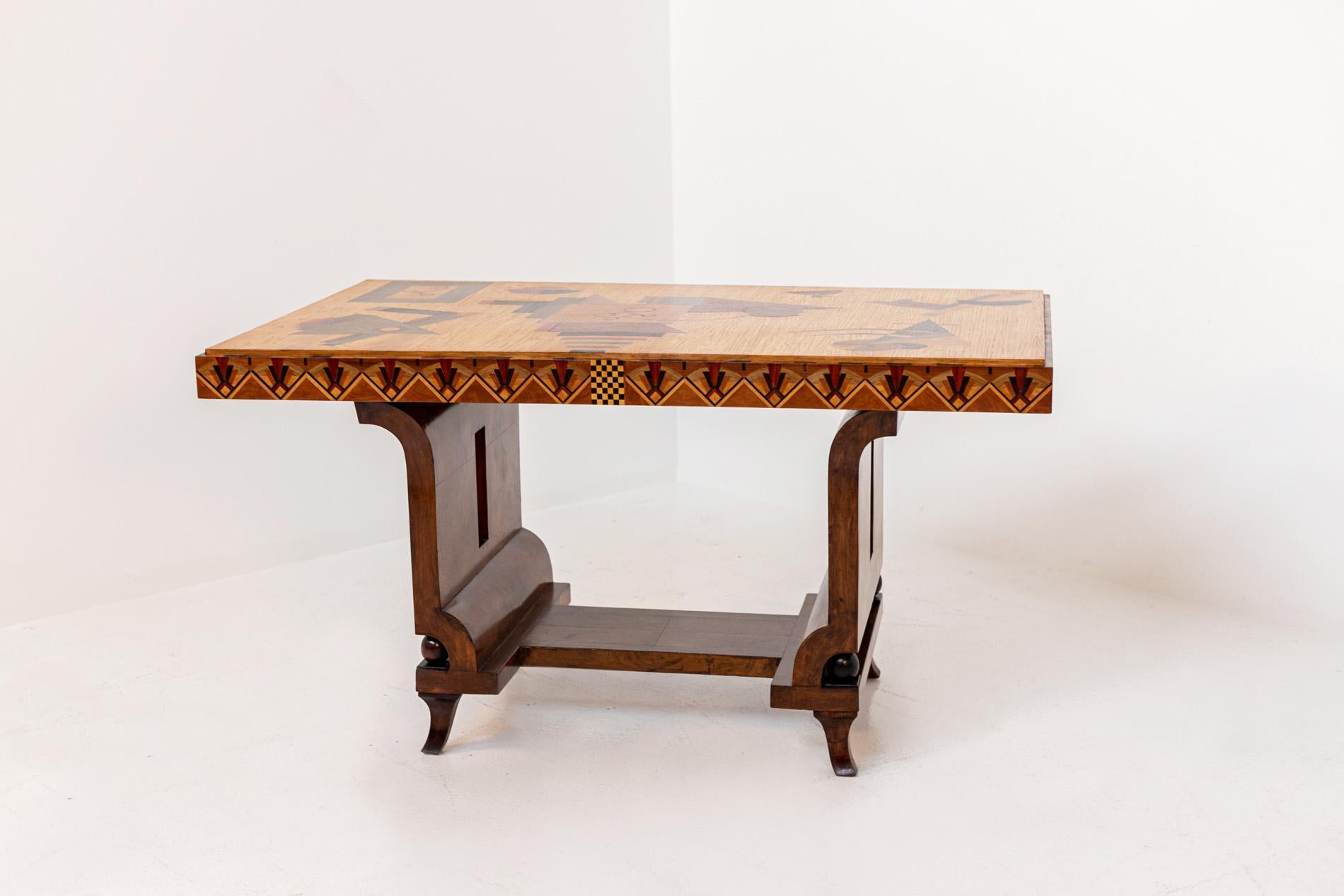 Italian Futurist Table Mauro Varotti in Various Wood Essences 3
