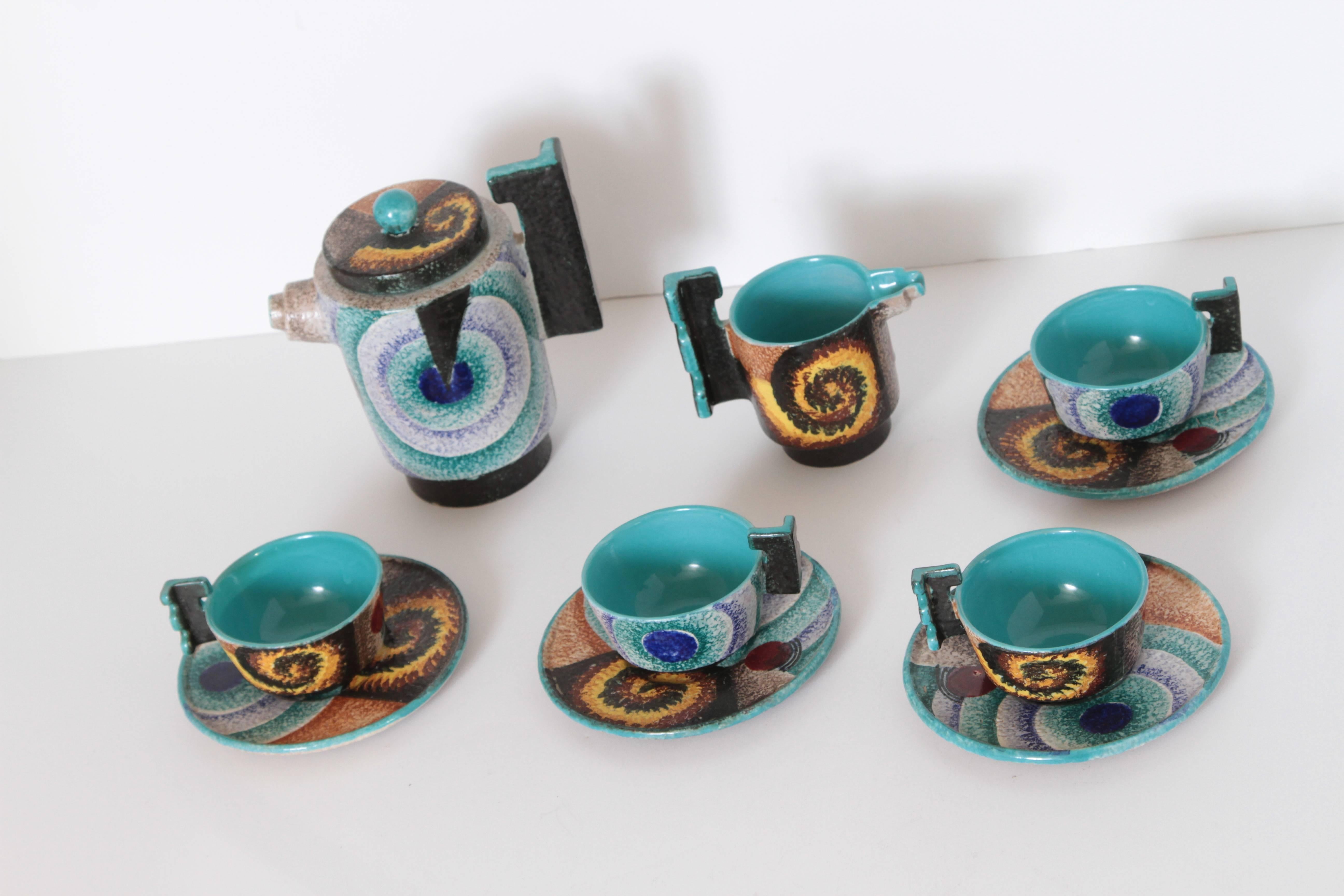 Italian Futurist Tea Set Diulgheroff & d'albisola for Torido Mazzotti  For Sale 5