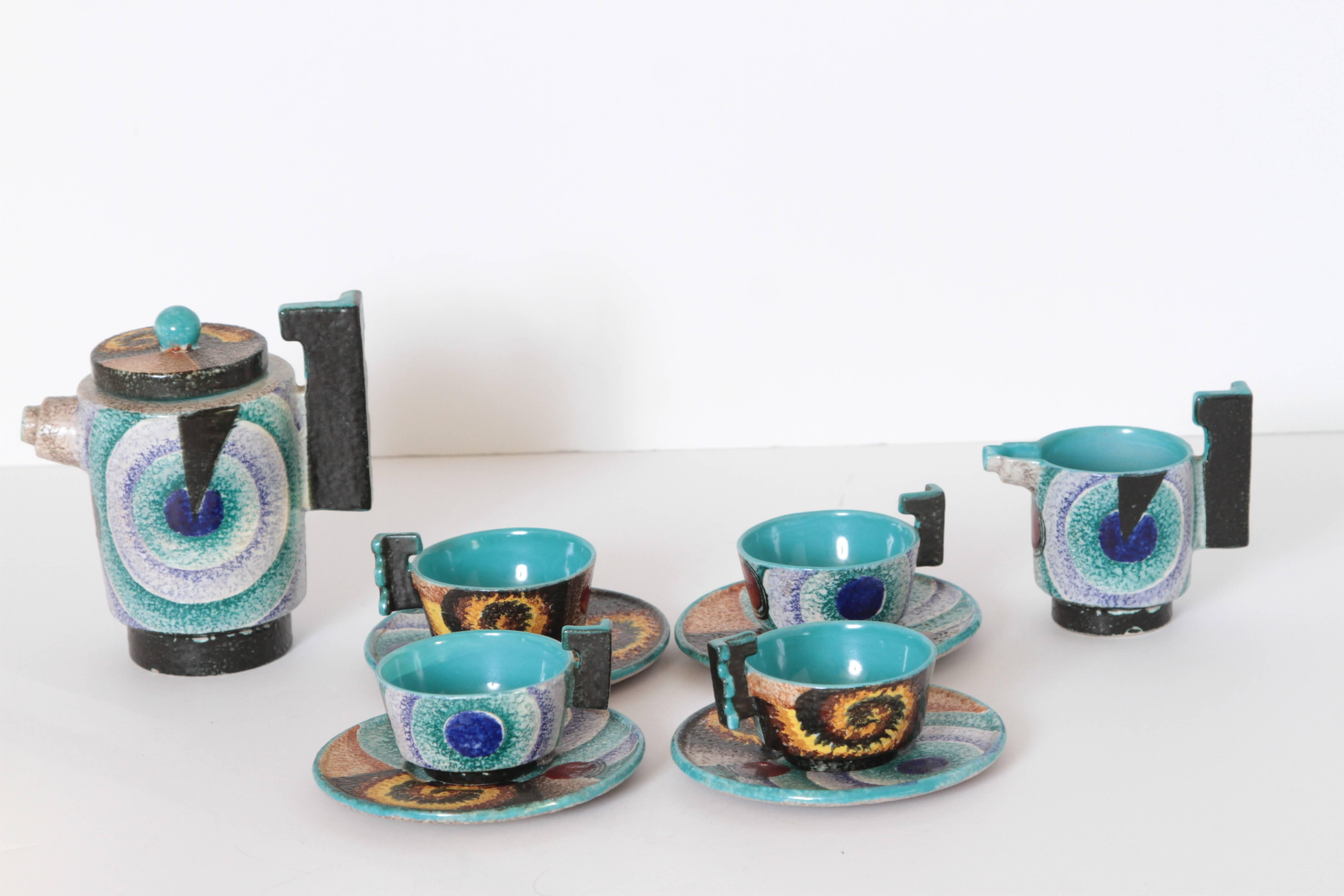 Italian Futurist Tea Set Diulgheroff & d'albisola for Torido Mazzotti  For Sale 7