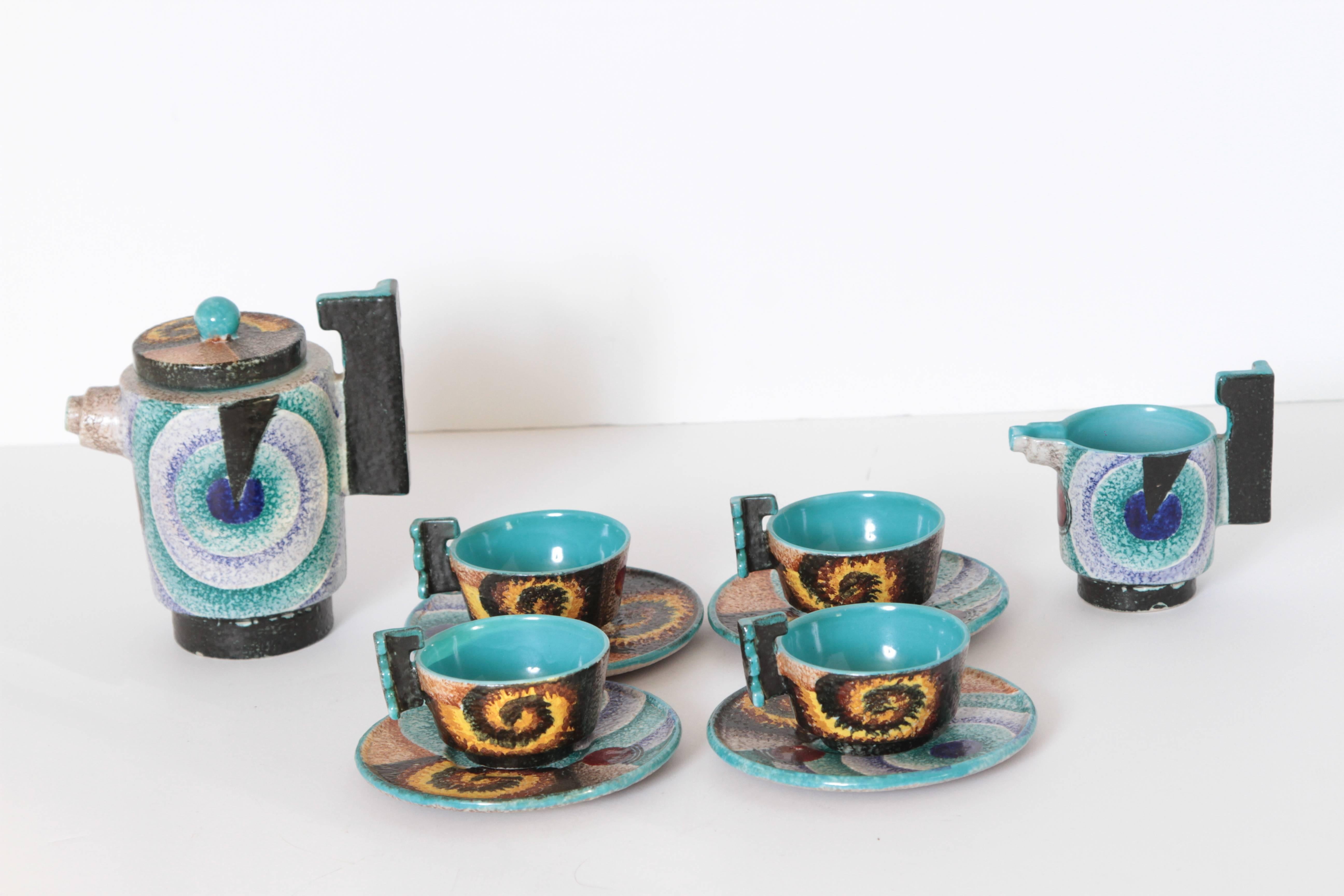 Italian Futurist Tea Set Diulgheroff & d'albisola for Torido Mazzotti  For Sale 8