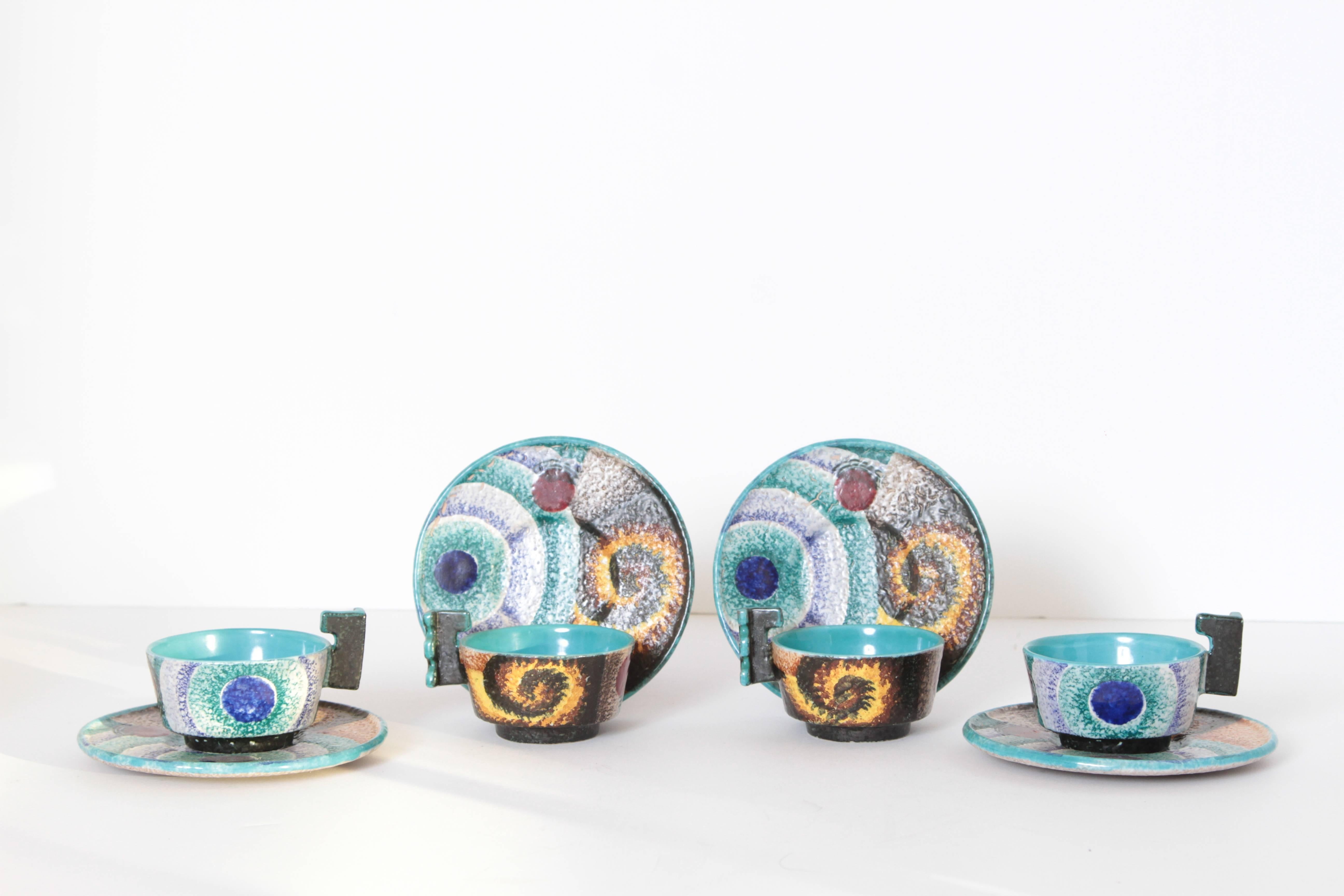 Italian Futurist Tea Set Diulgheroff & d'albisola for Torido Mazzotti  For Sale 9