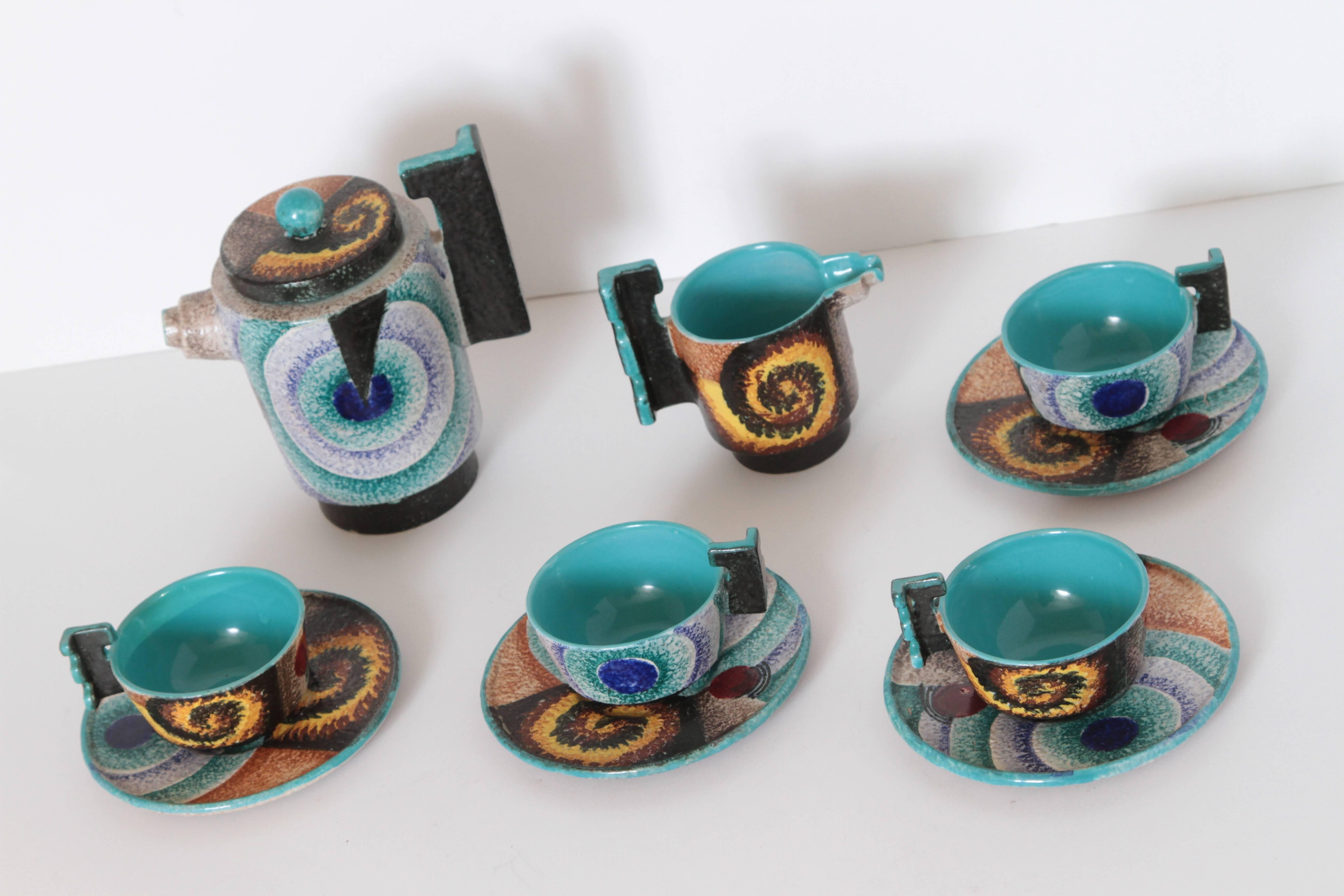 Italian Futurist Tea Set Diulgheroff & d'albisola for Torido Mazzotti  For Sale 12