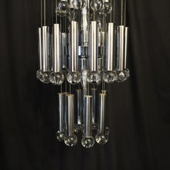 Italian Gaetano Sciolari Nine-Light Chrome Chandelier