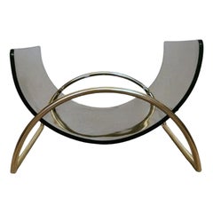 Italian Gallotti & Radice Attributed Smoked Crystal and Brass Magazine Rack