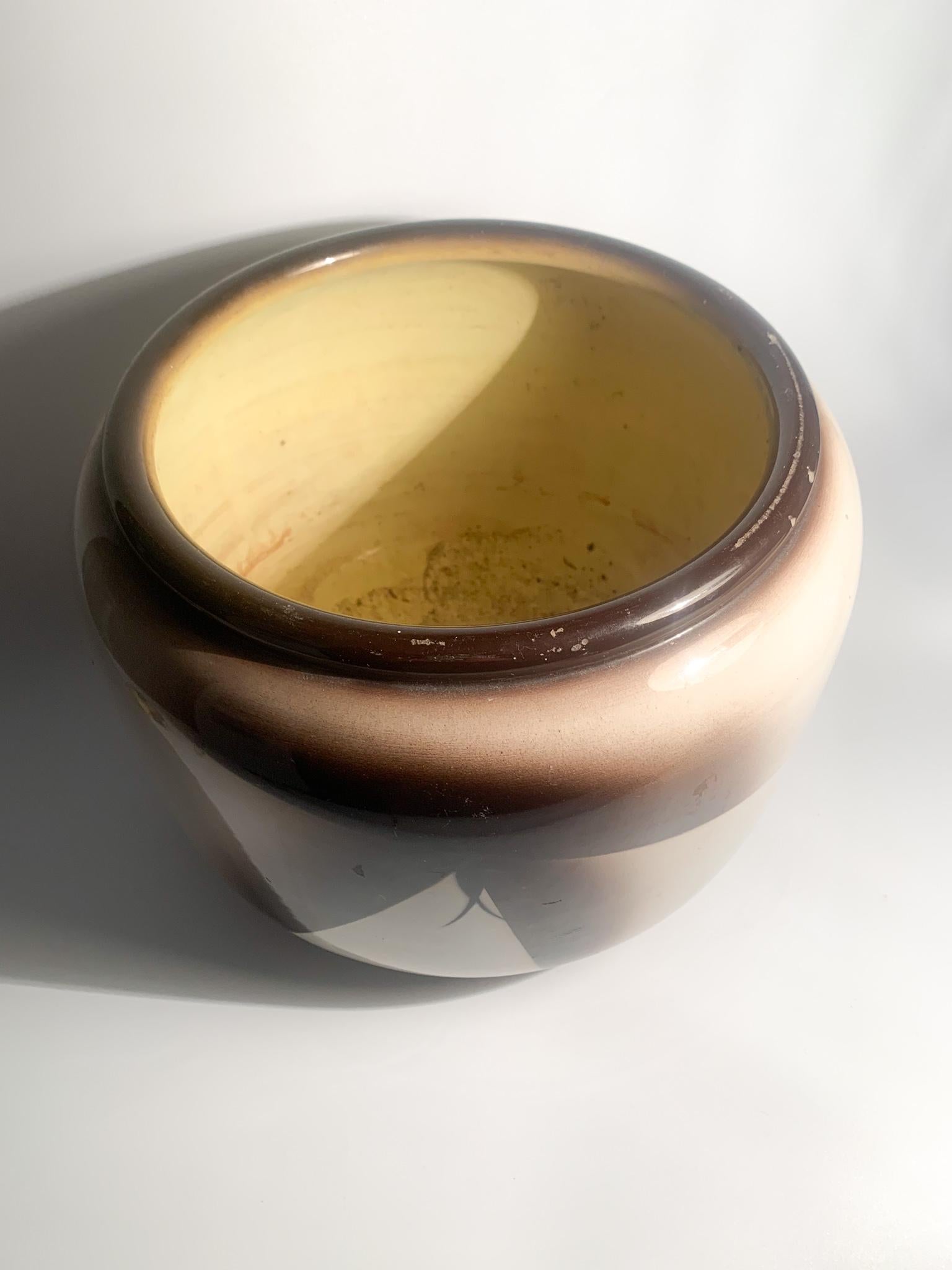 Italian Galvani Pordenone Airbrushed Ceramic Cachepot from the 1960s at ...
