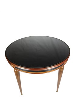 Italian Gambling Table Made of Glass, Brass and Wood, 1940s