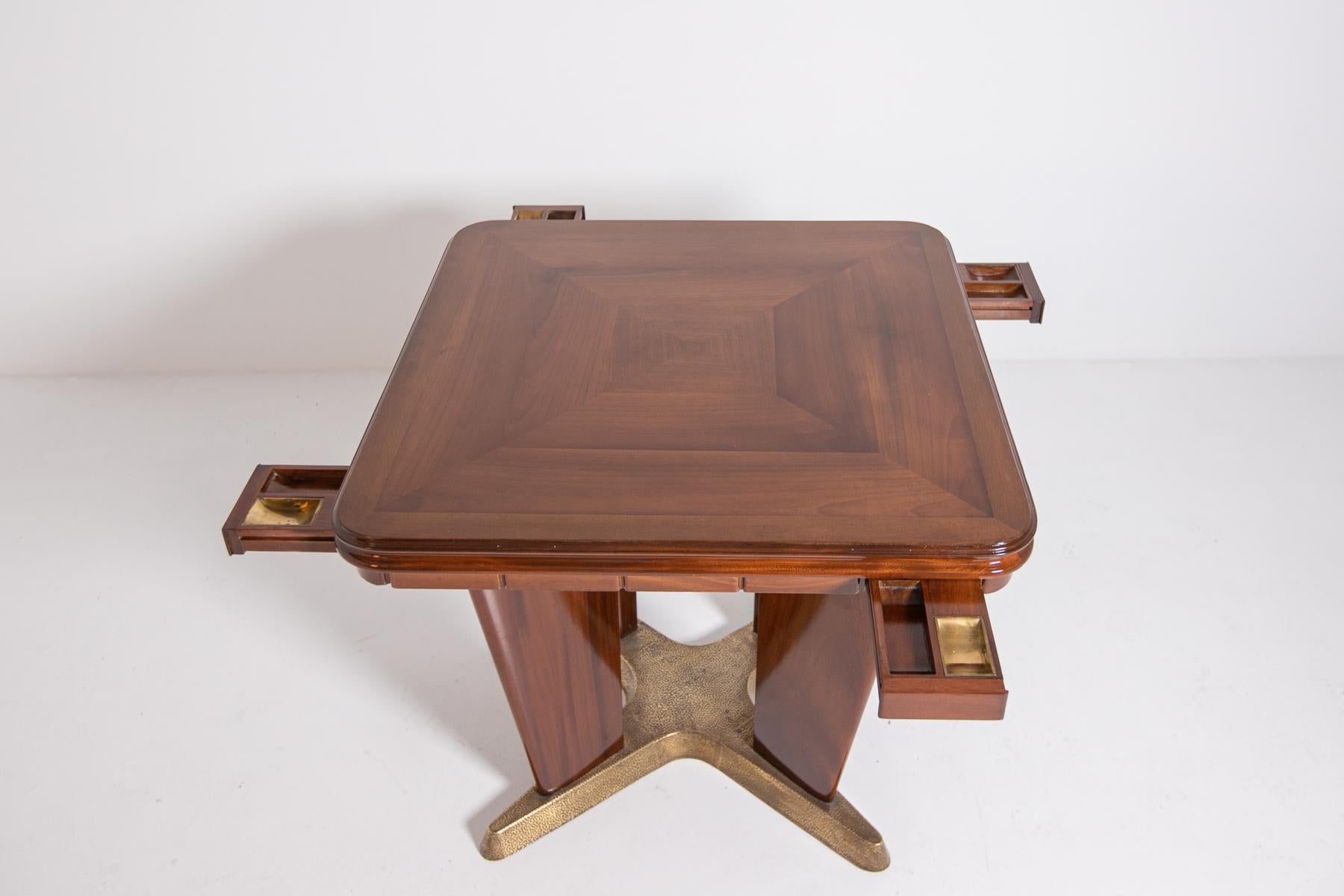 Italian Game Table by Giorgio Ramponi in Walnut and Brass, 1950s 7