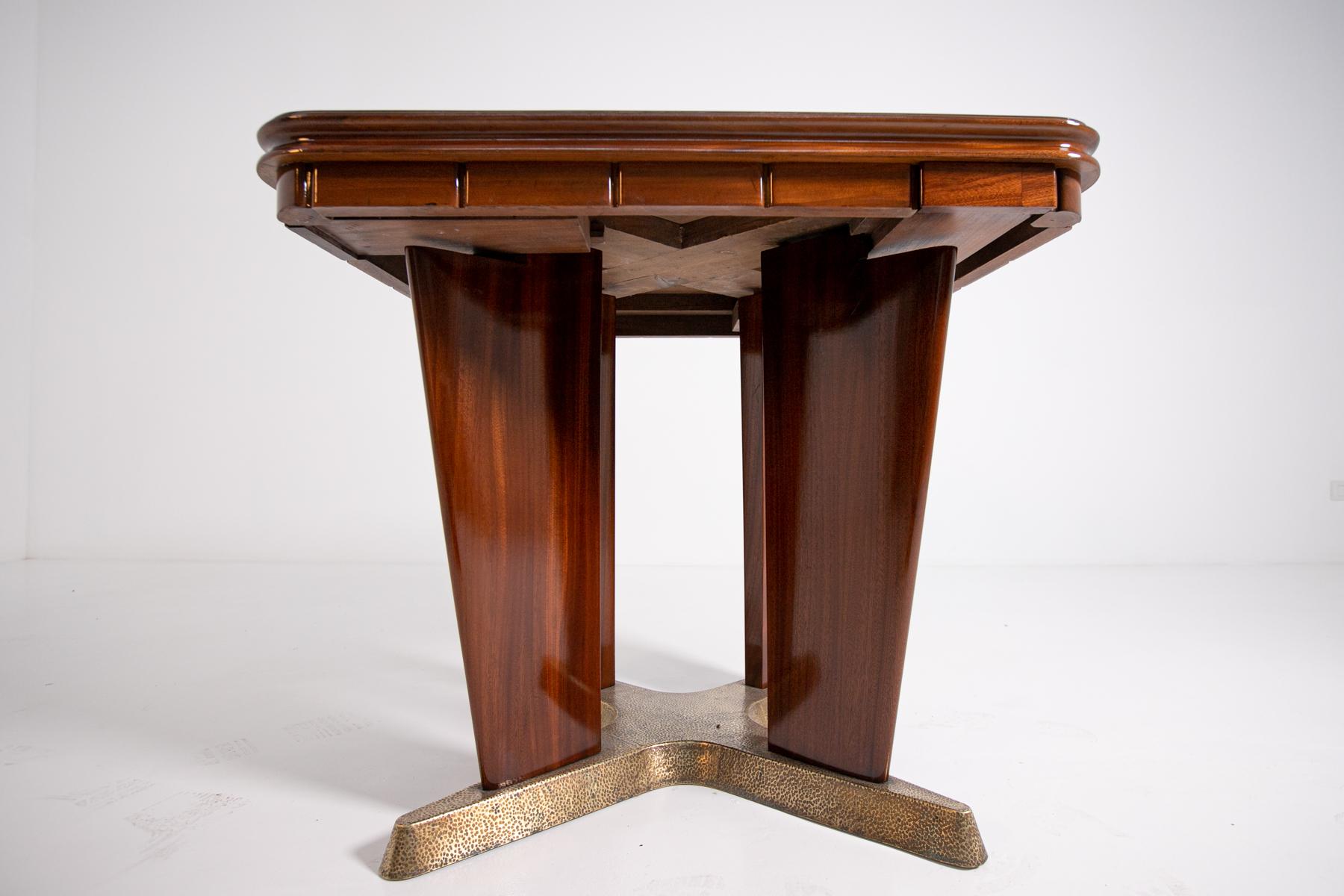 Mid-20th Century Italian Game Table by Giorgio Ramponi in Walnut and Brass, 1950s