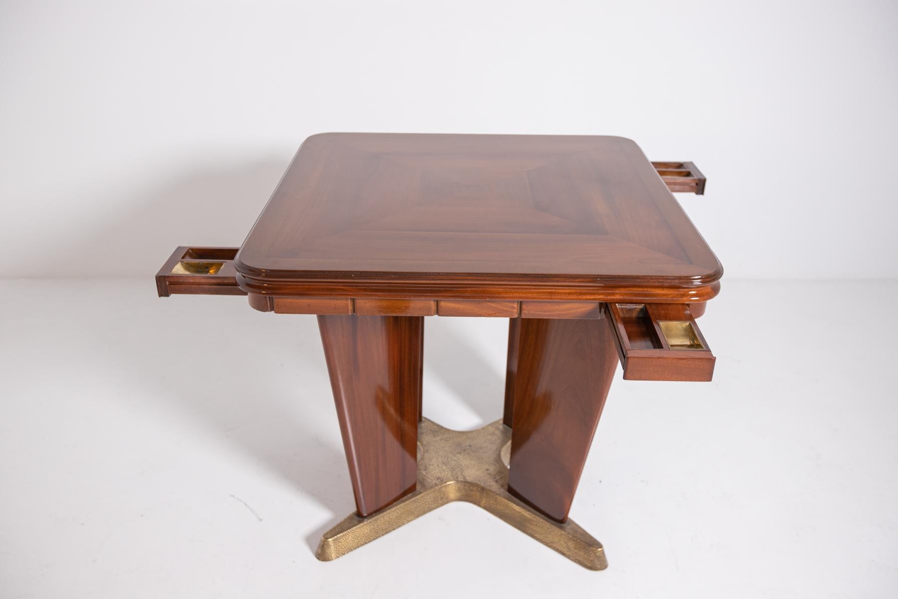 Italian Game Table by Giorgio Ramponi in Walnut and Brass, 1950s 3