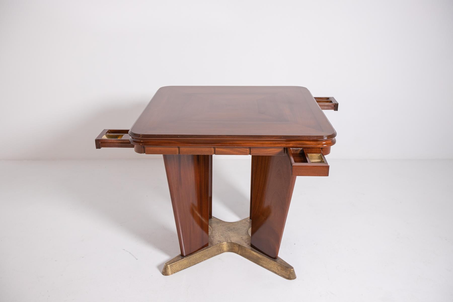 Italian Game Table by Giorgio Ramponi in Walnut and Brass, 1950s 4
