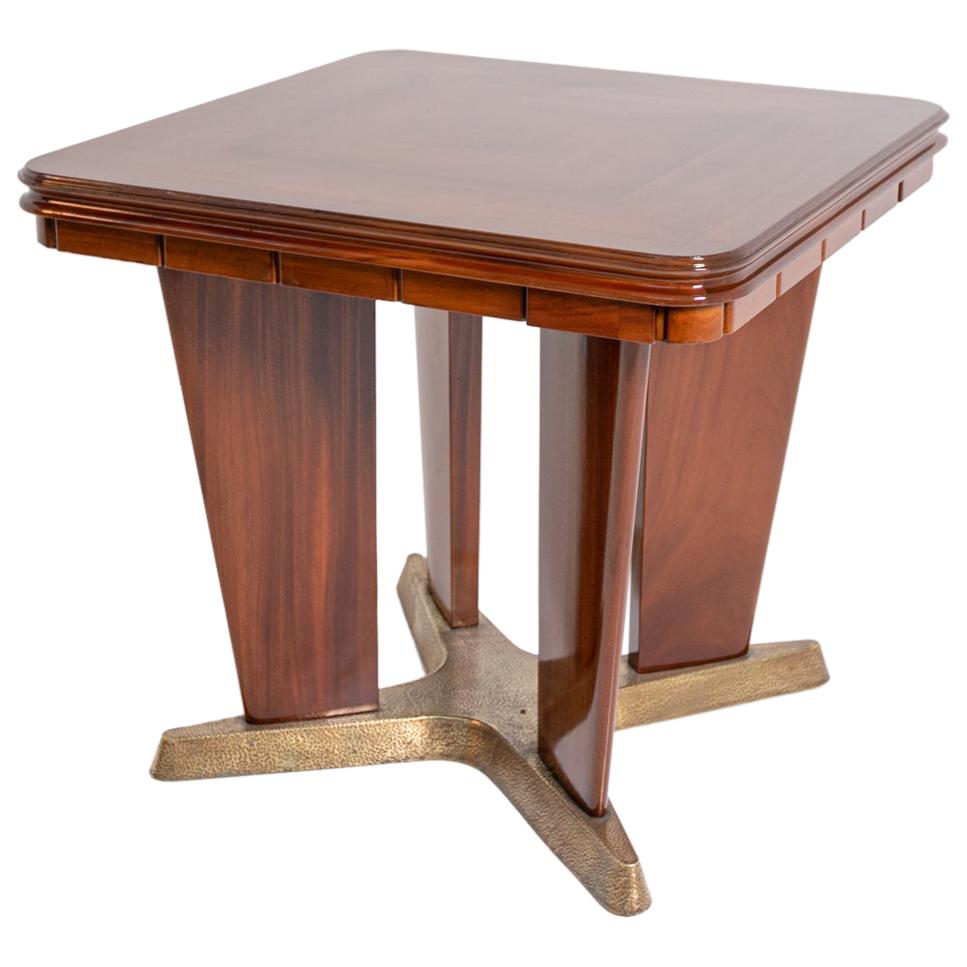 Italian Game Table by Giorgio Ramponi in Walnut and Brass, 1950s