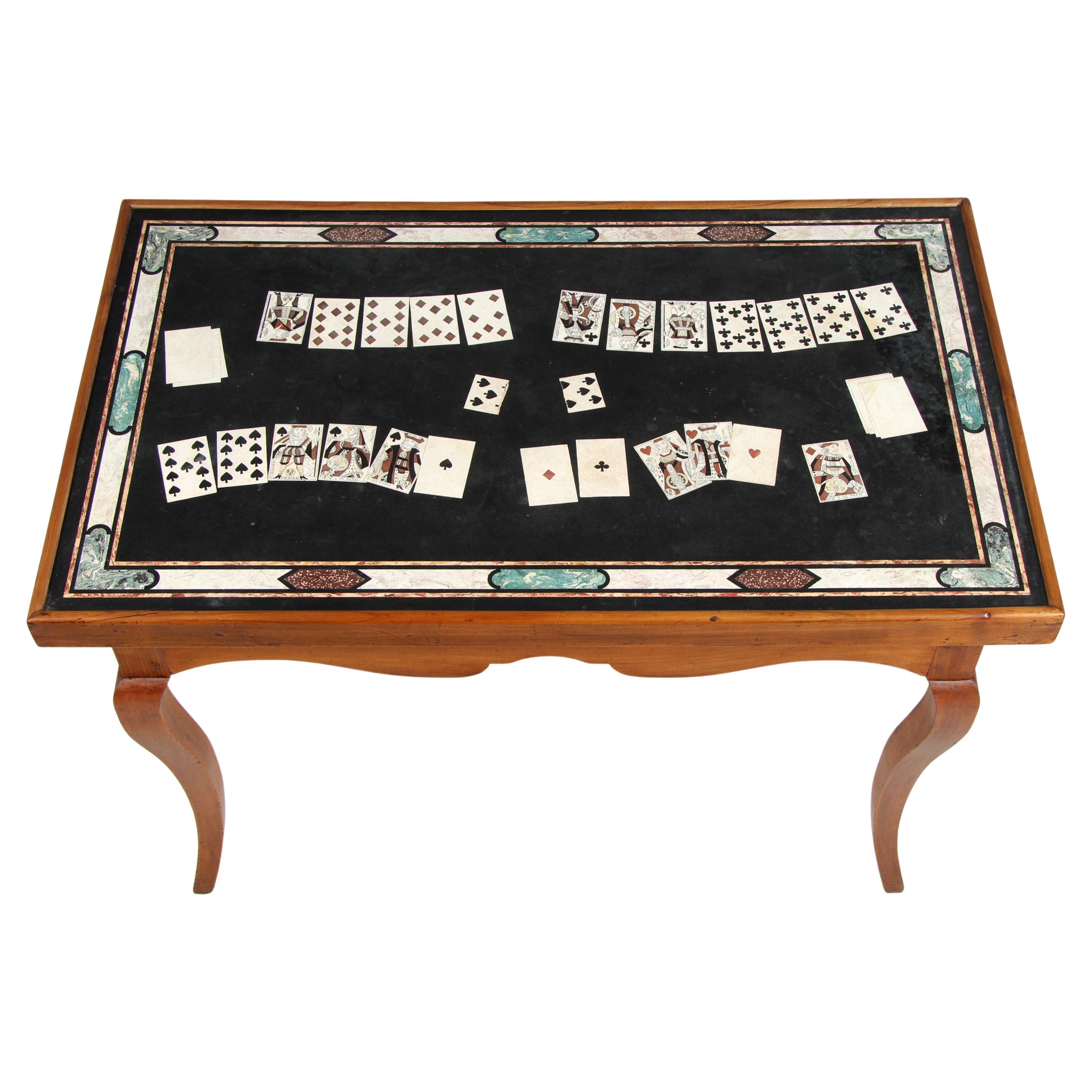 Italian Game Table with 18th C. Trompe-l
œil Scagliola TableTop and 19th C. Base For Sale