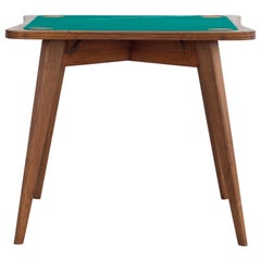 Italian Game Table with Green Wool Fabric Mouse, 1940s