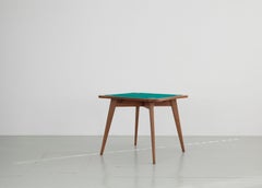 Italian Game Table with Green Wool Fabric Mouse, 1940s