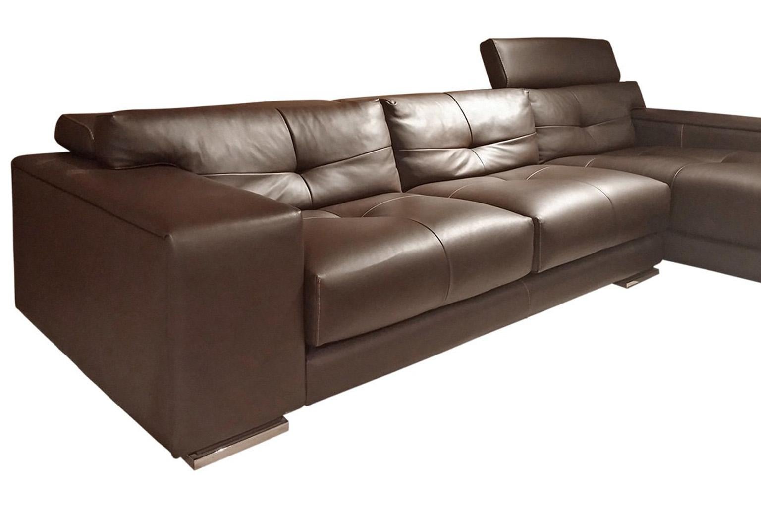 brown leather sectional sofa with chaise