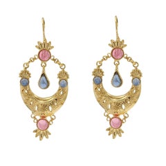 Italian Gemstone Vermeil Dangle Earrings