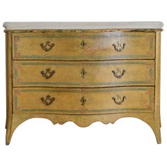 Commode italienne à 3 tiroirs peinte d'époque Louis XIV, Gênes, 18ème siècle