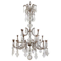 Italian, Genova/Naples, Large Glass & Gilt Metal 24-Light Chandelier, mid 19thc.