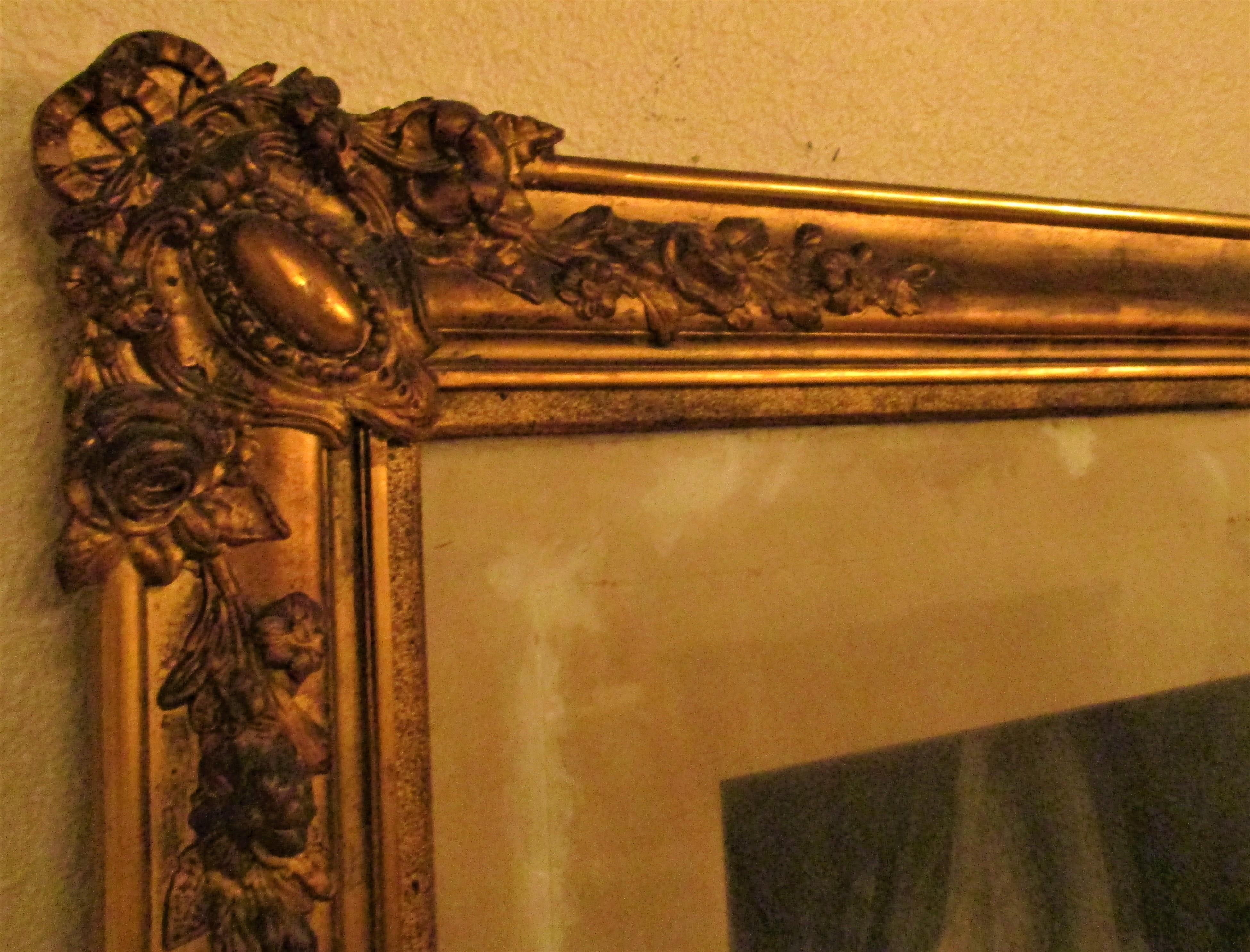 Italian, Genova, Two Large 1856 Carved Giltwood Frames In Good Condition For Sale In Oregon, OR