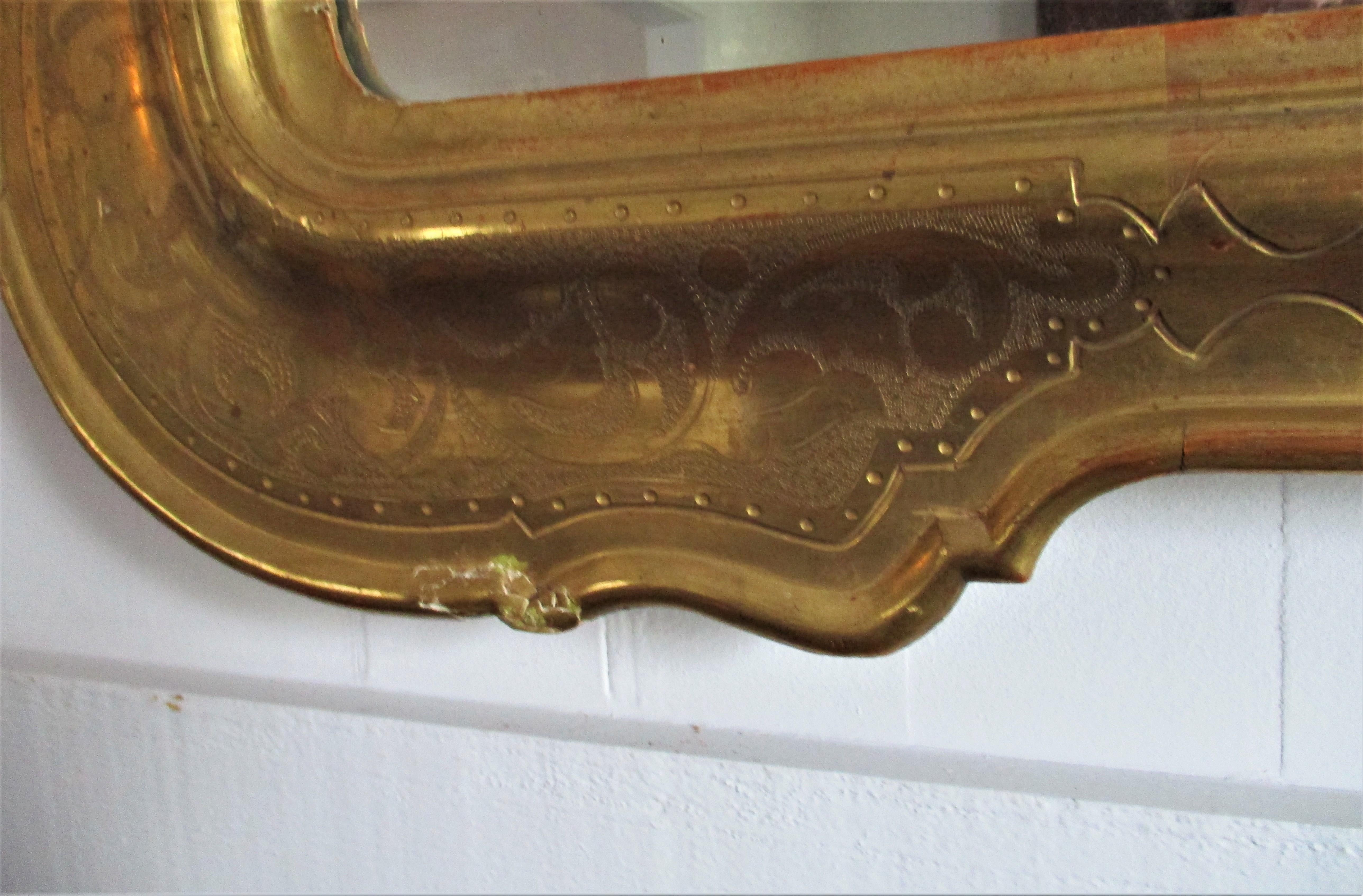 Gesso Italian, Genovese Etched Gold Leaf Mirror with Original Mercury Glass For Sale