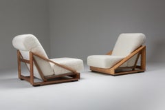 Italian Geometric Boucle Lounge Chairs by Patio and Toso for Stilwood