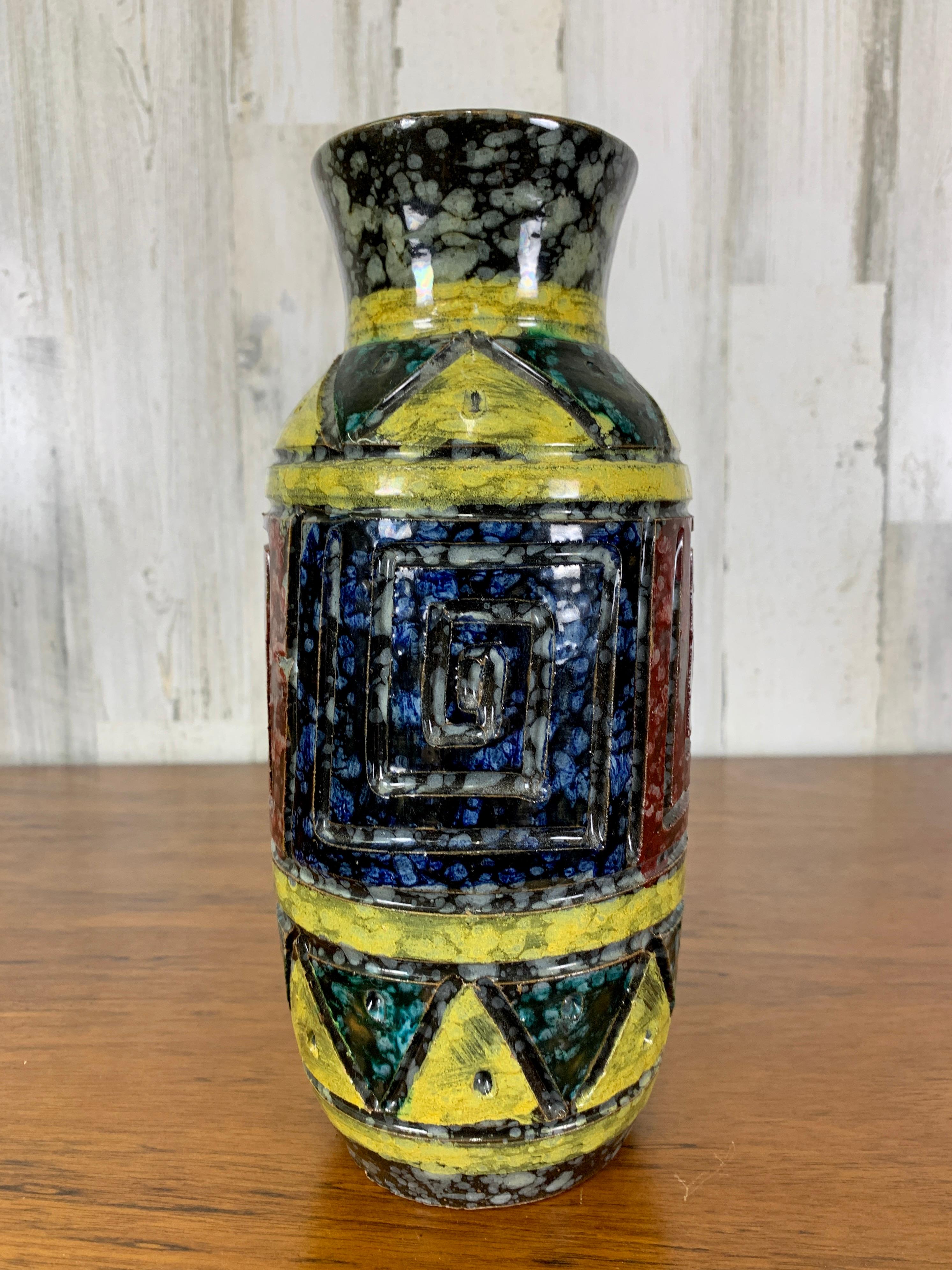 20th Century Italian Geometric Design Ceramic Vase For Sale