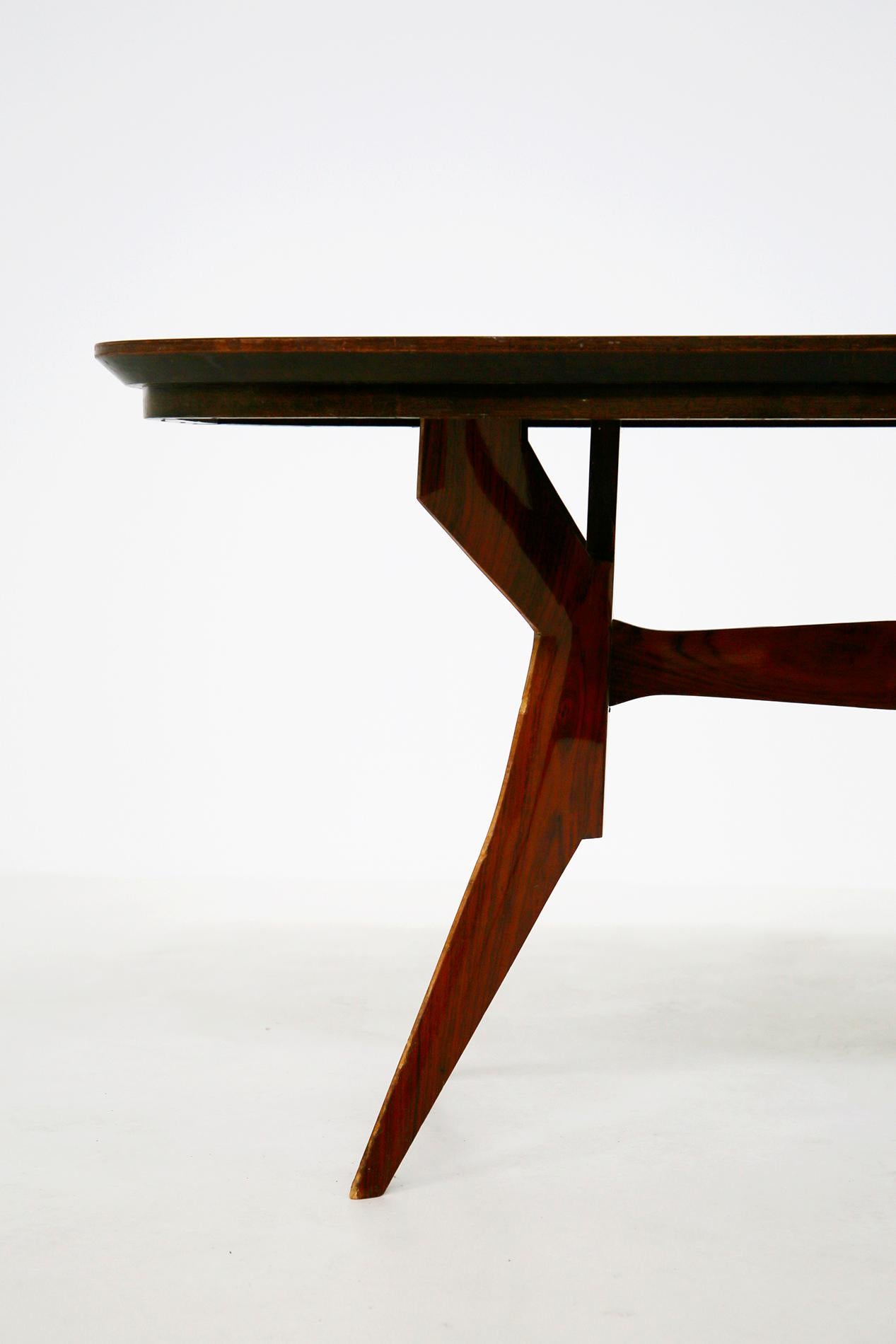 Italian Geometric Dining Table in Wood School of Turin, 1950s 5