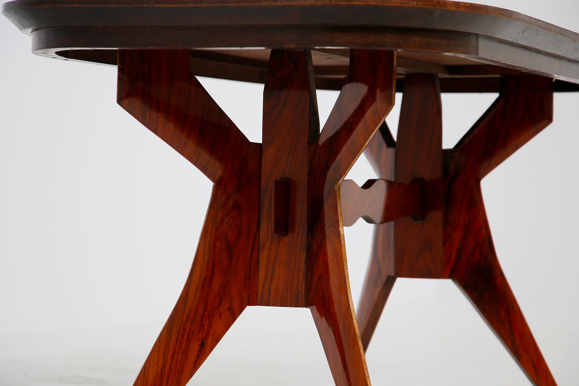 Italian Geometric Dining Table in Wood School of Turin, 1950s 6